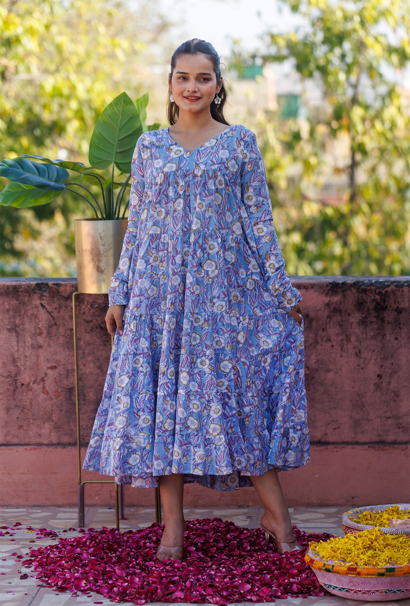 Flourishing Blue Tier Dress