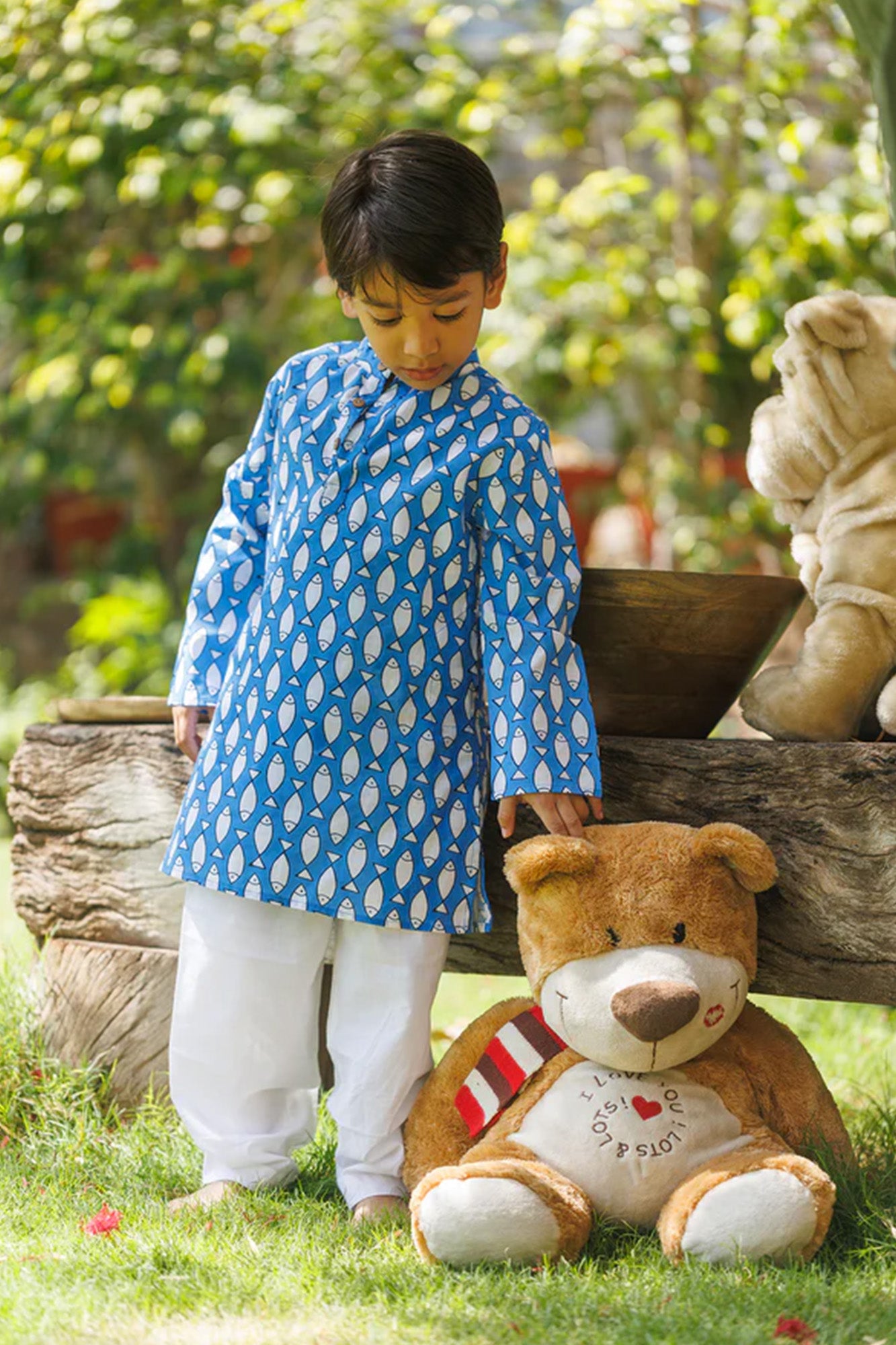 Blue Fish Boy Kurta