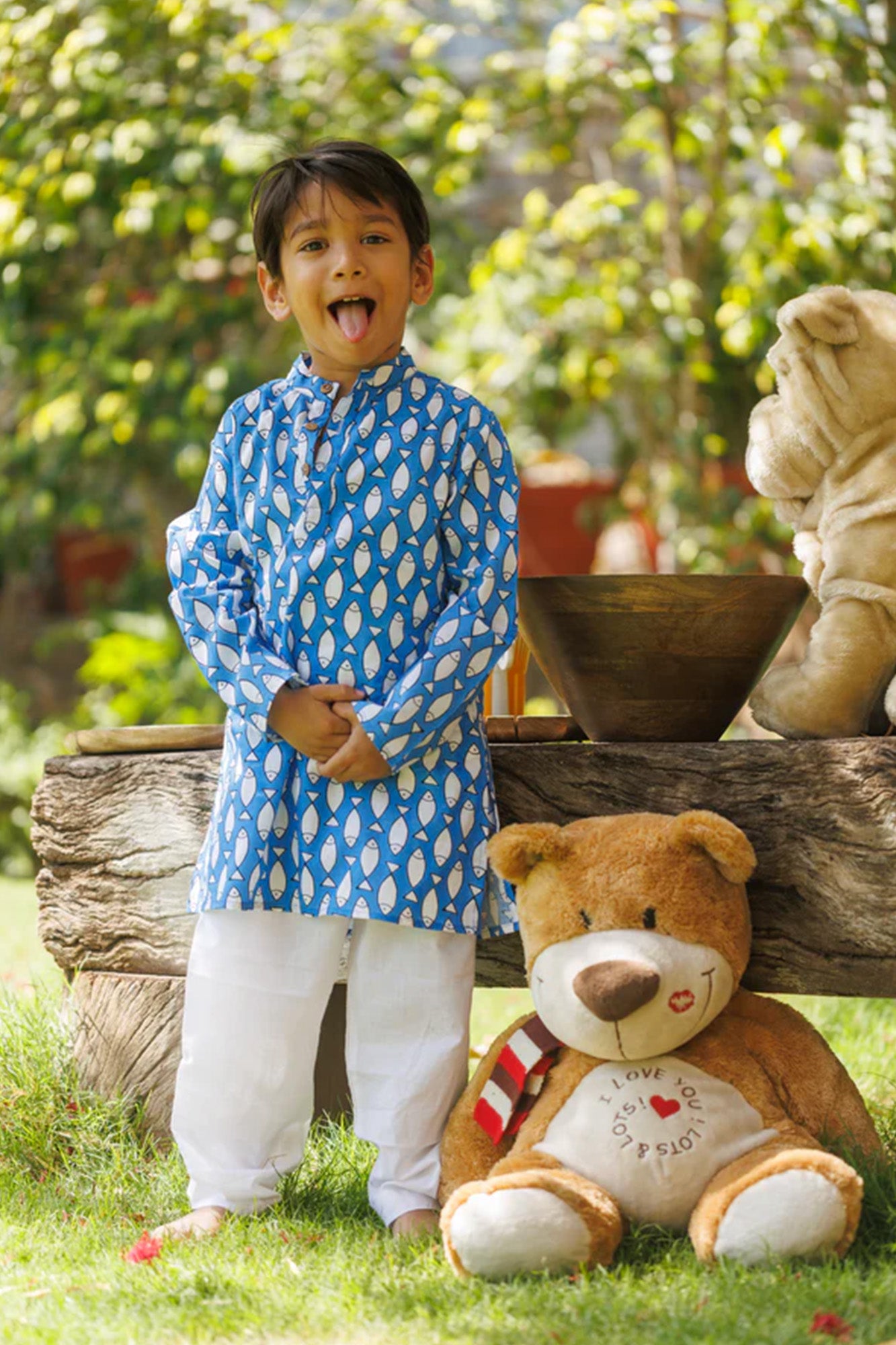 Blue Fish Boy Kurta