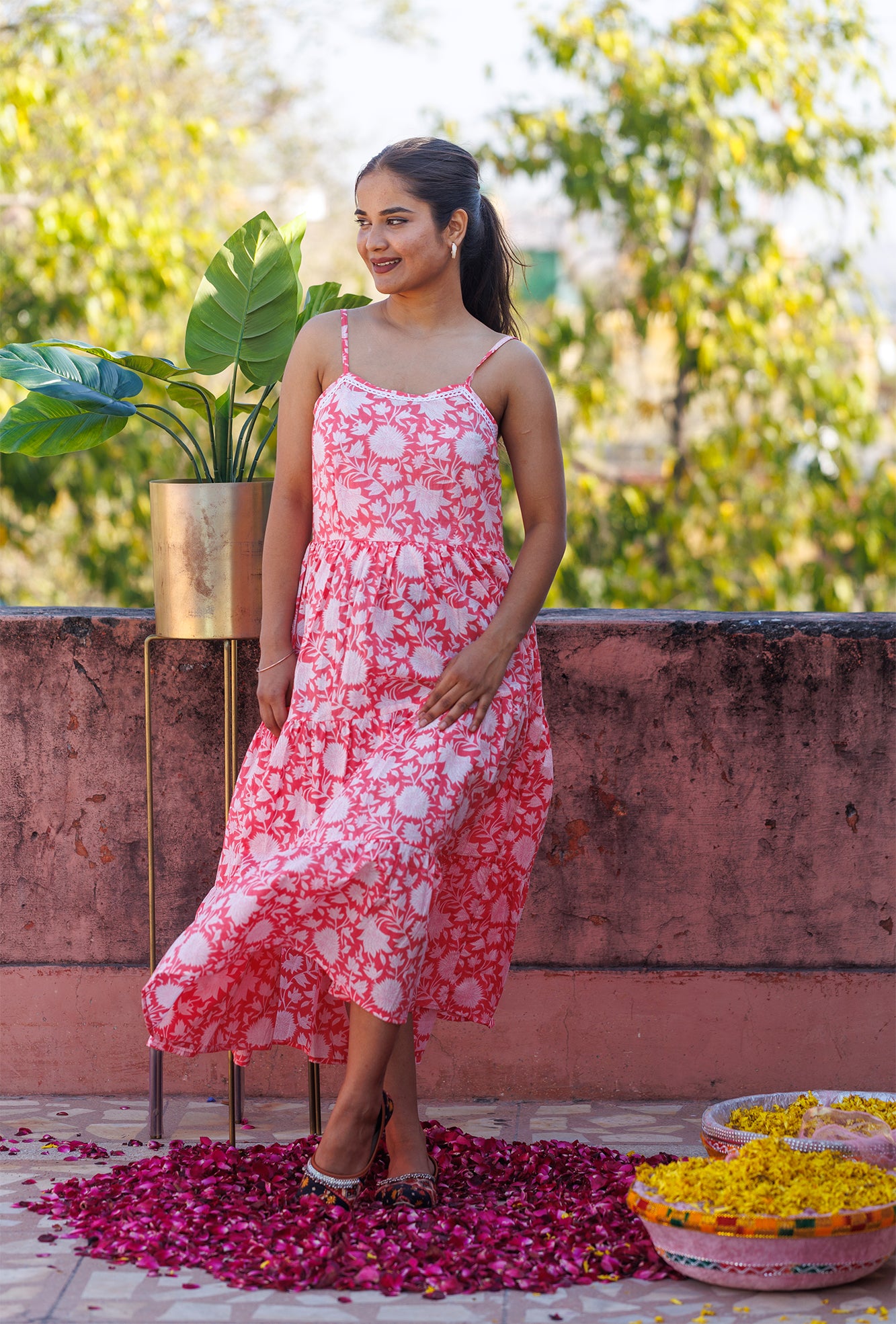 Gulabi Jaal Strep Dress