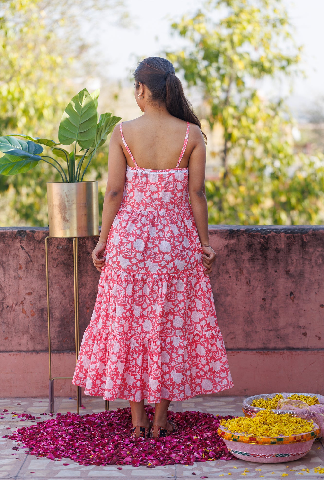 Gulabi Jaal Strep Dress