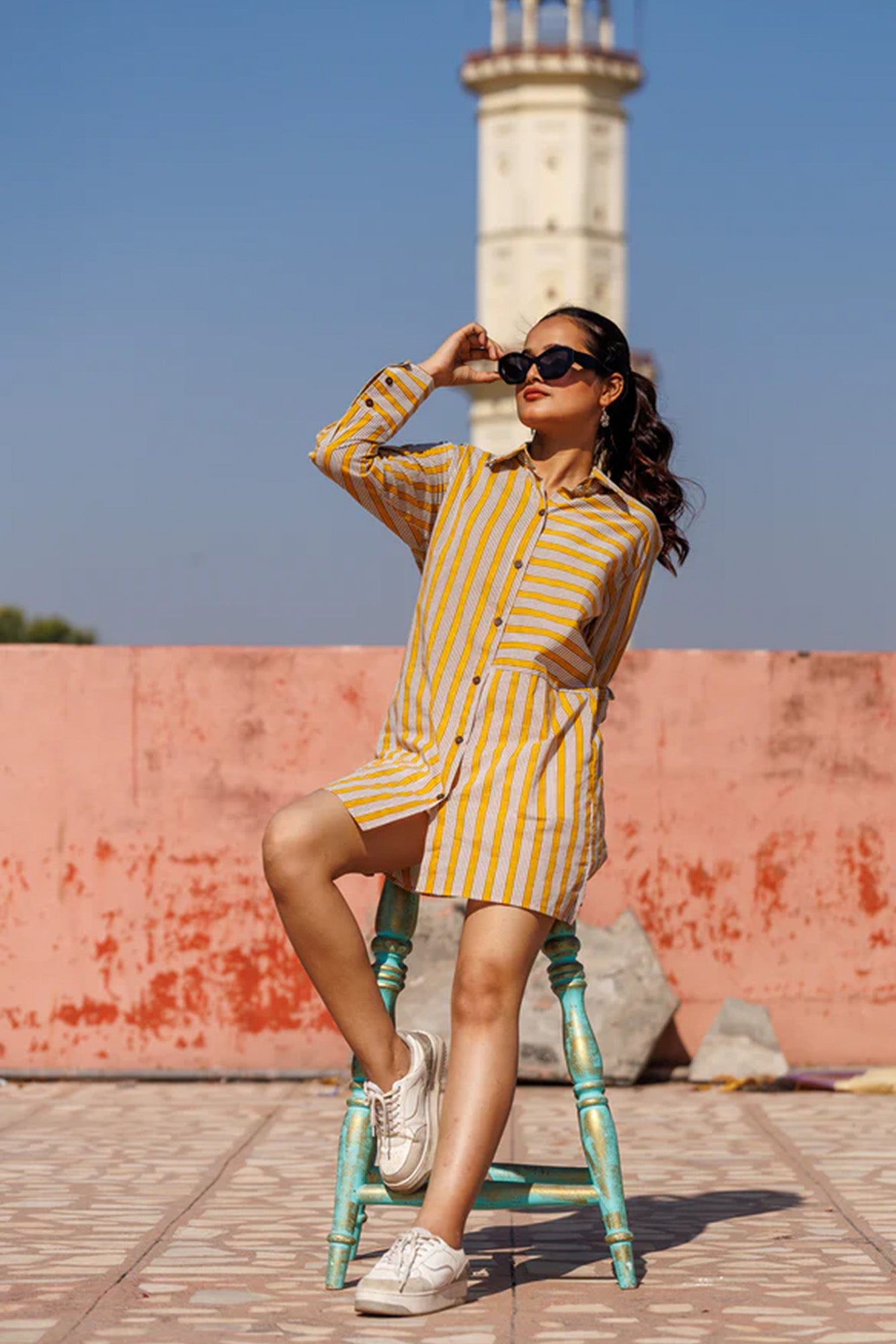 Maati Mustard Stripes Long Shirt