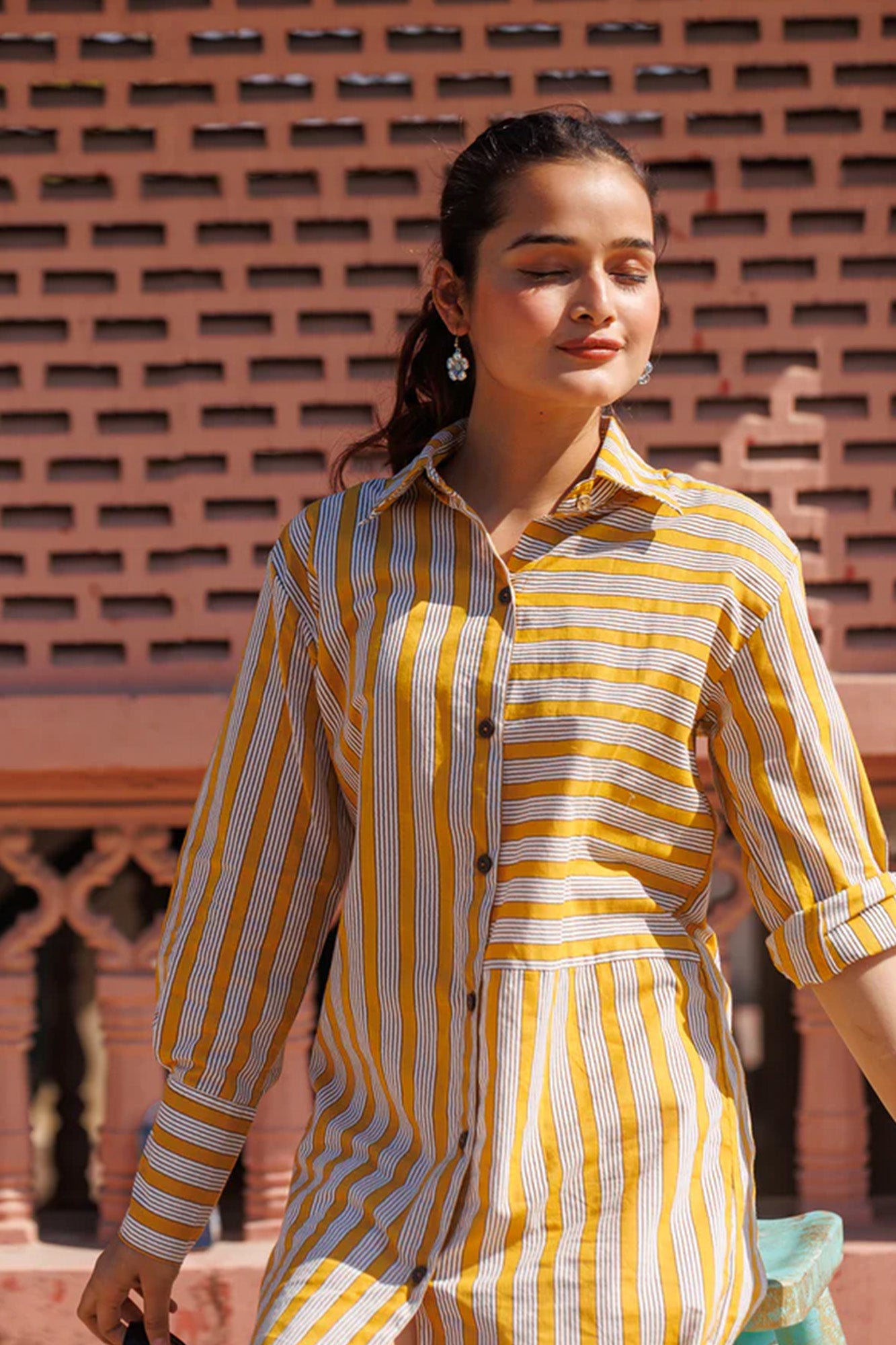 Maati Mustard Stripes Long Shirt
