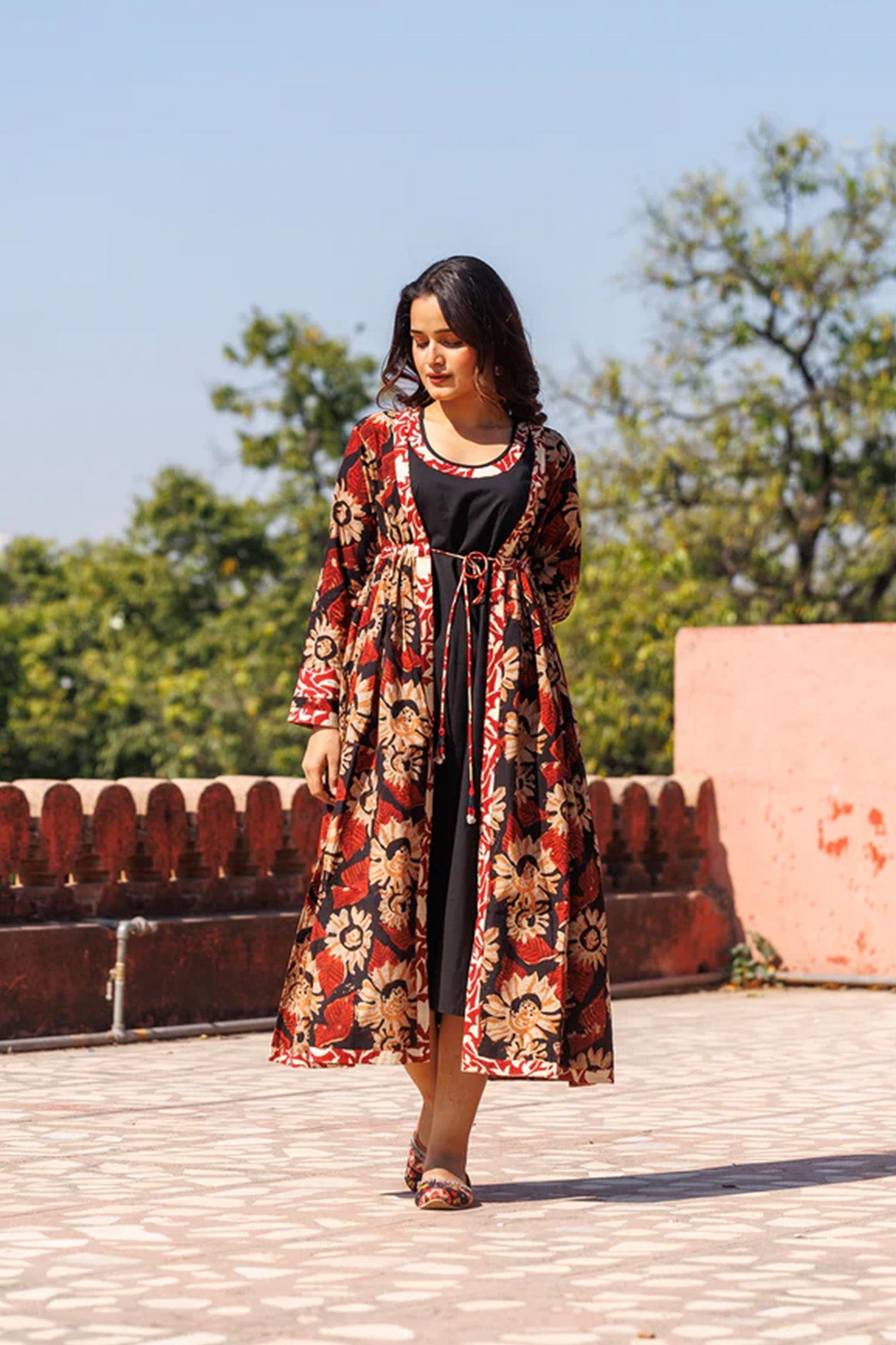 Maati Kalamkari Cape Dress
