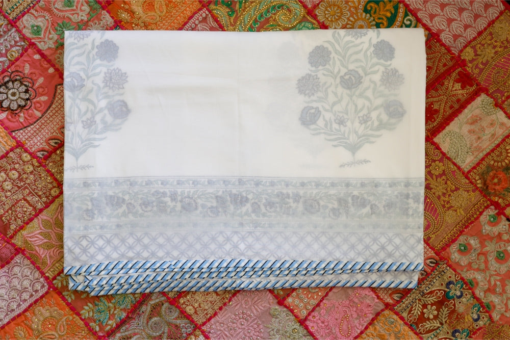 Dohar 3D Block Printed Purple Buta