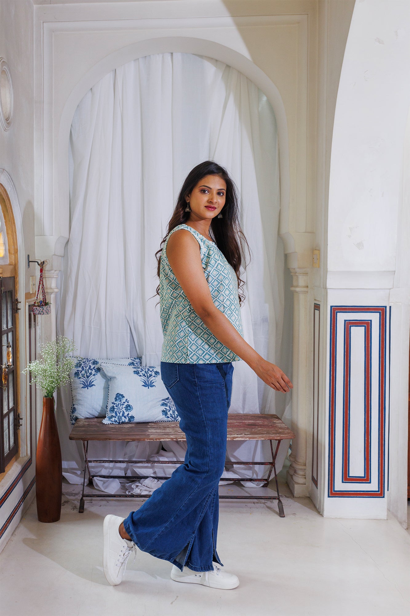 Green Diamond Sleeveless Top