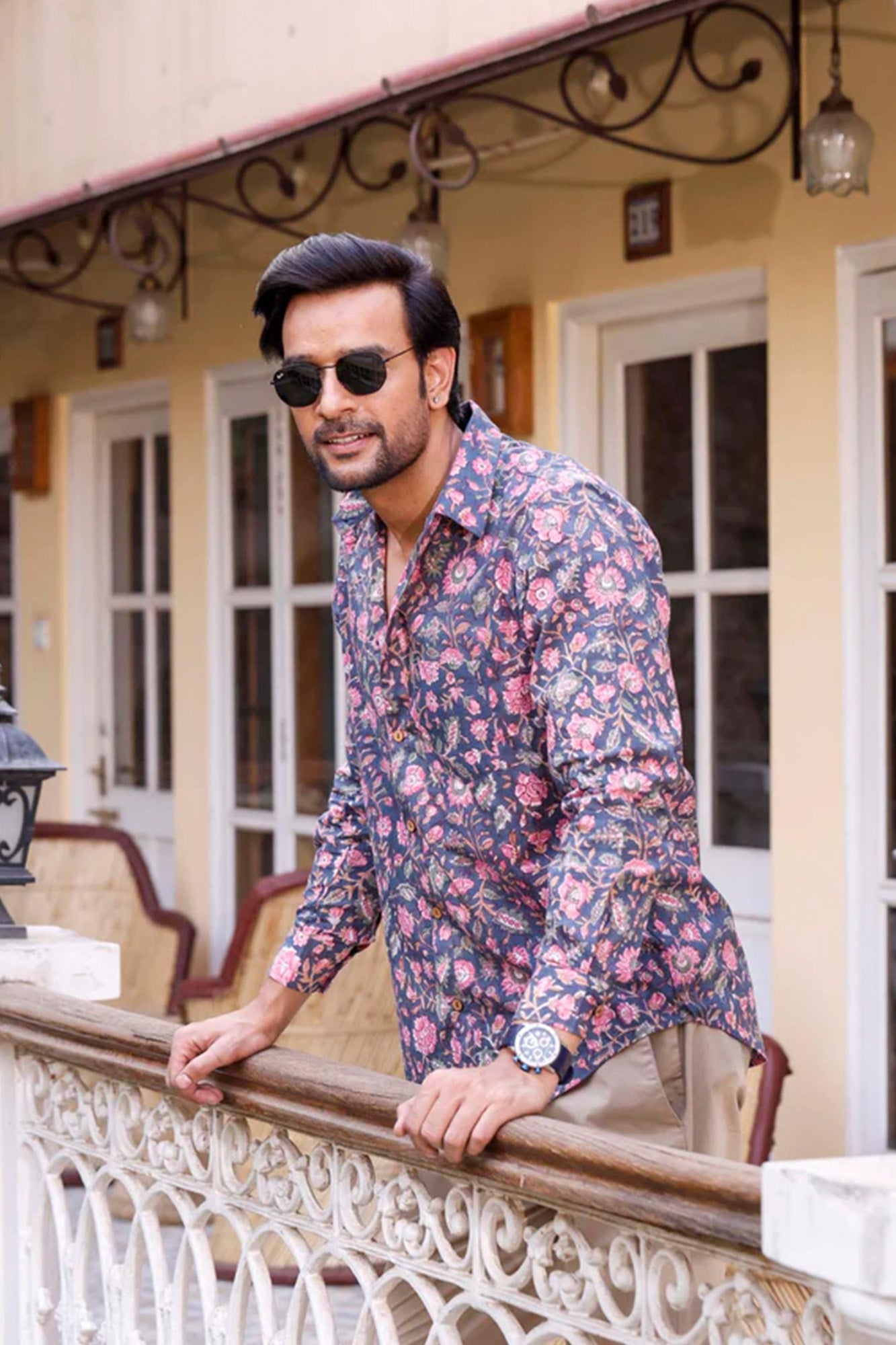 Pink Floral Vine Full Sleeve Shirt