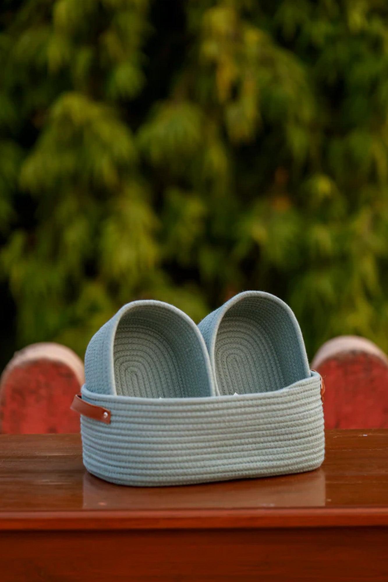 Basket Handmade Green Boat