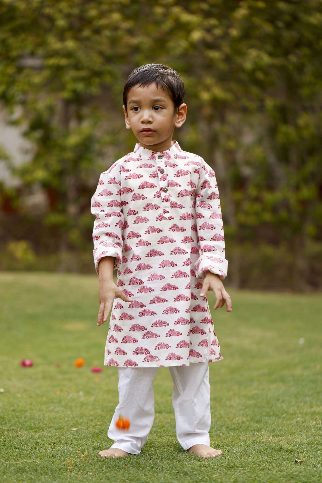 Kurta Boy Cars Pink