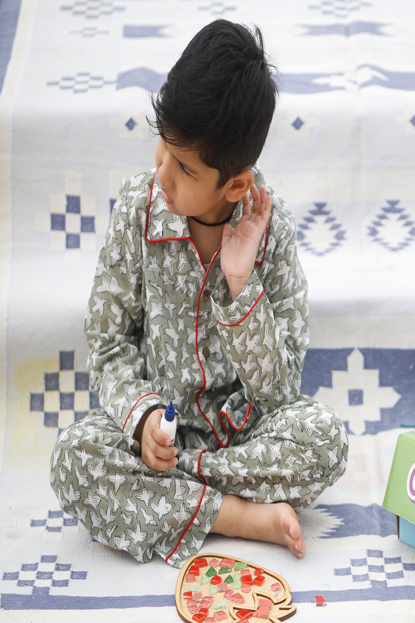 Green Bird Kids Night Suit