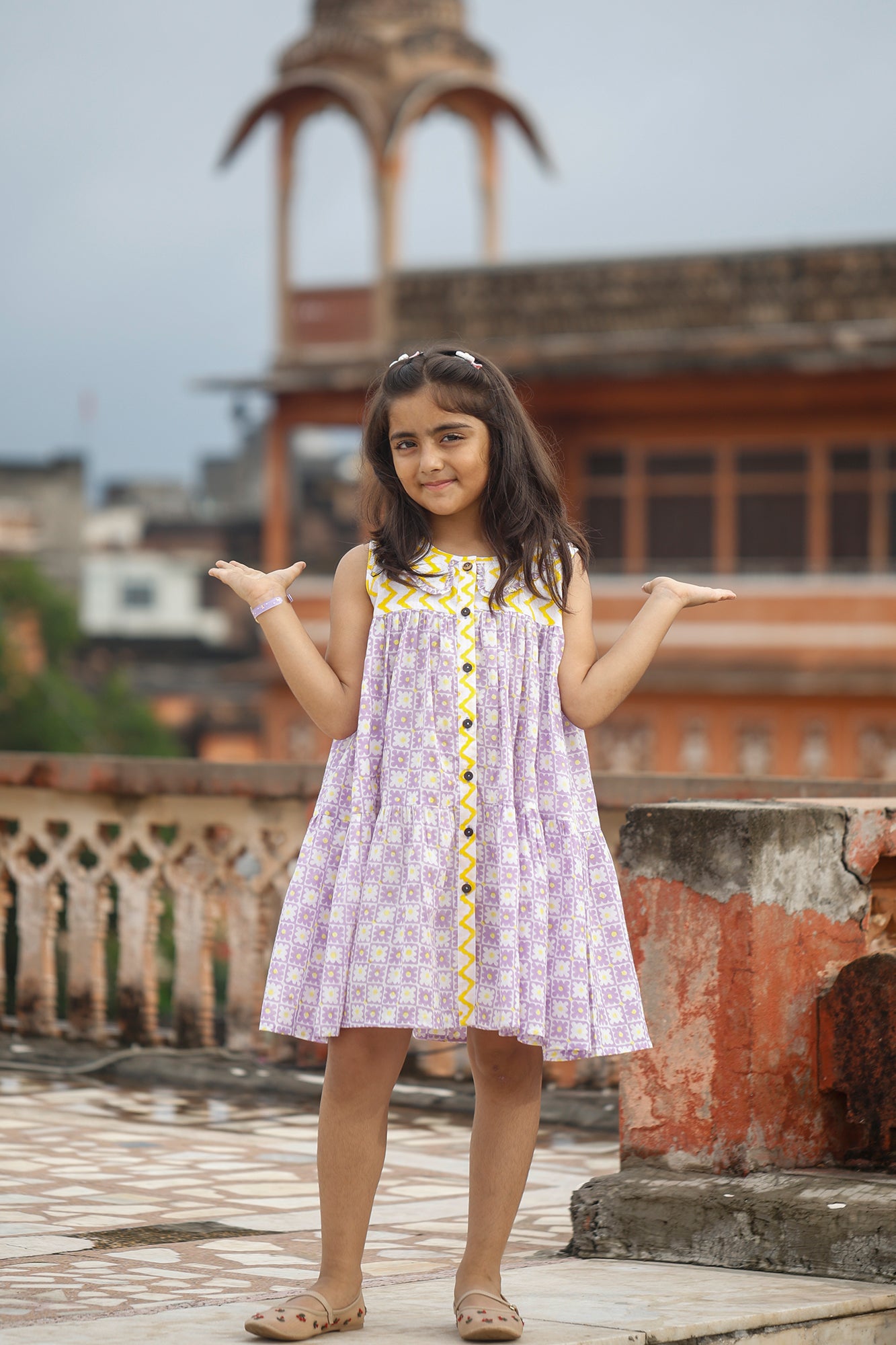 Zigzag Blossom Front Open Frock