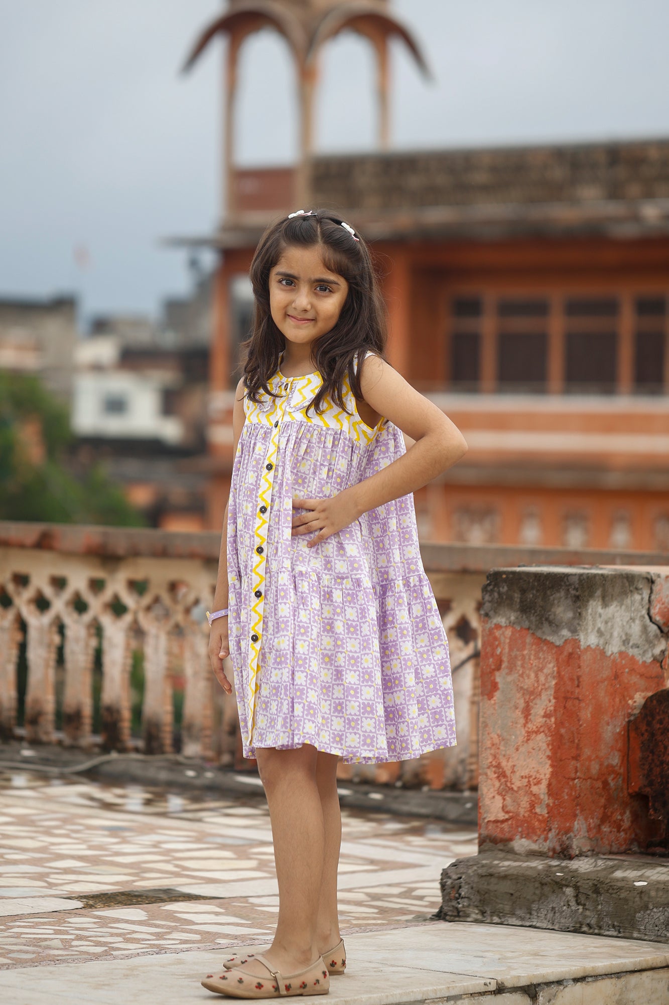 Zigzag Blossom Front Open Frock