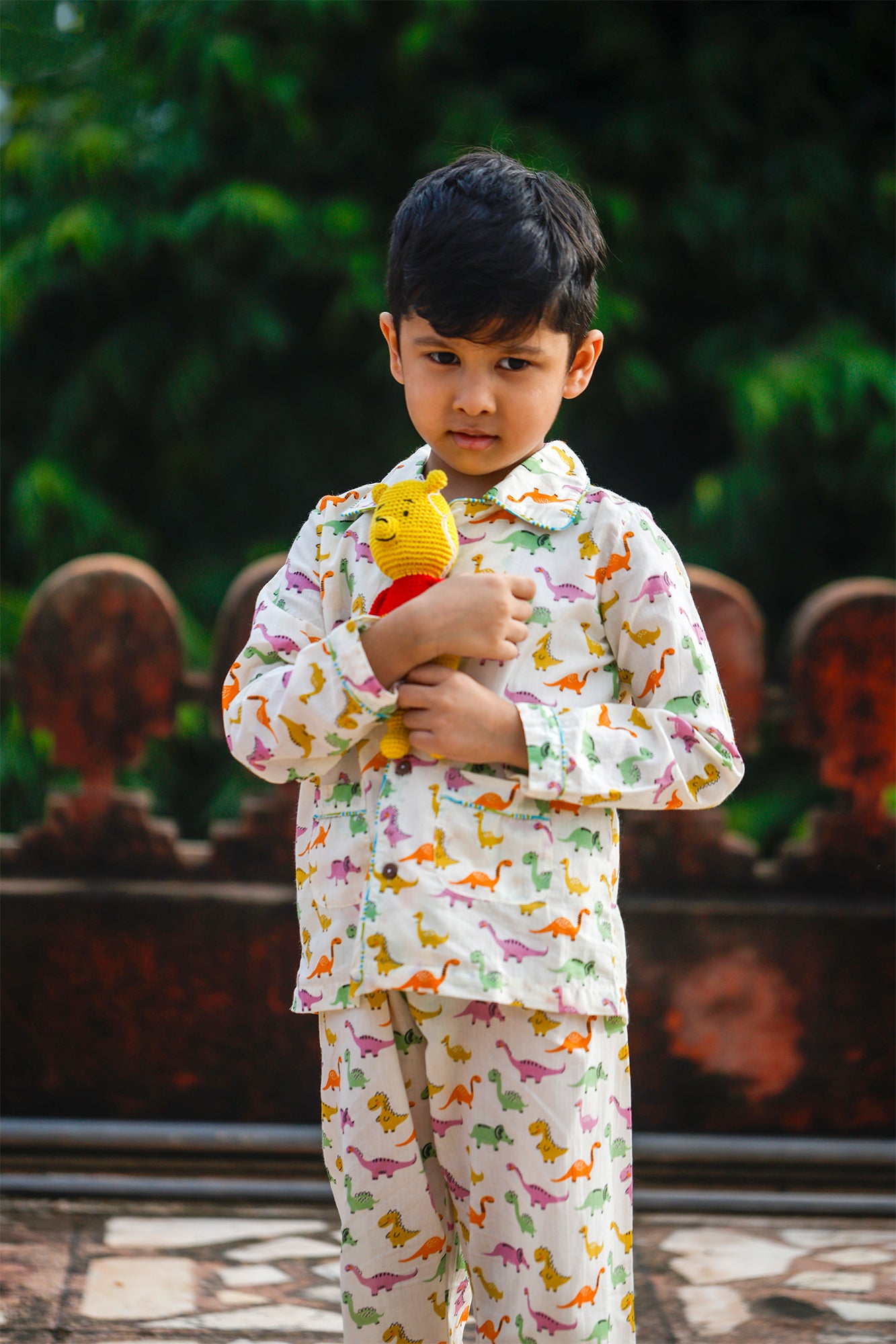 Multicolor Dinosaur Kids Night Suit