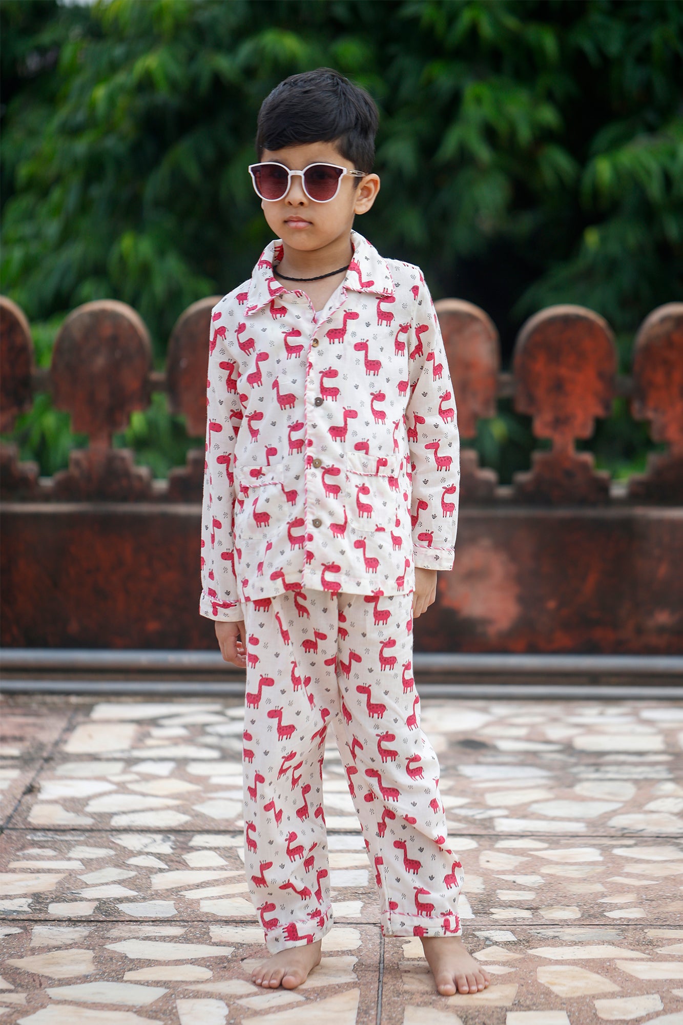 Red Giraffe Kids Night Suit
