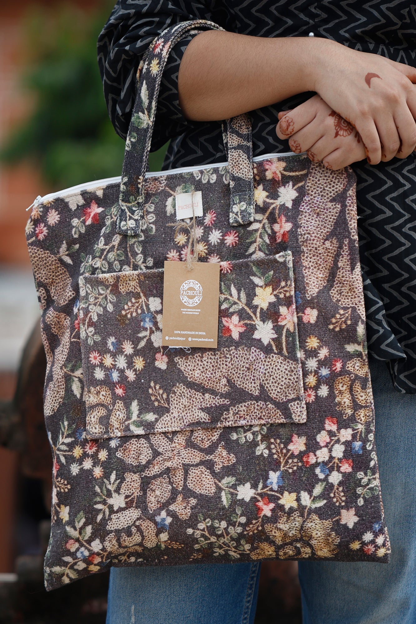 Floral Brown Tote Bag