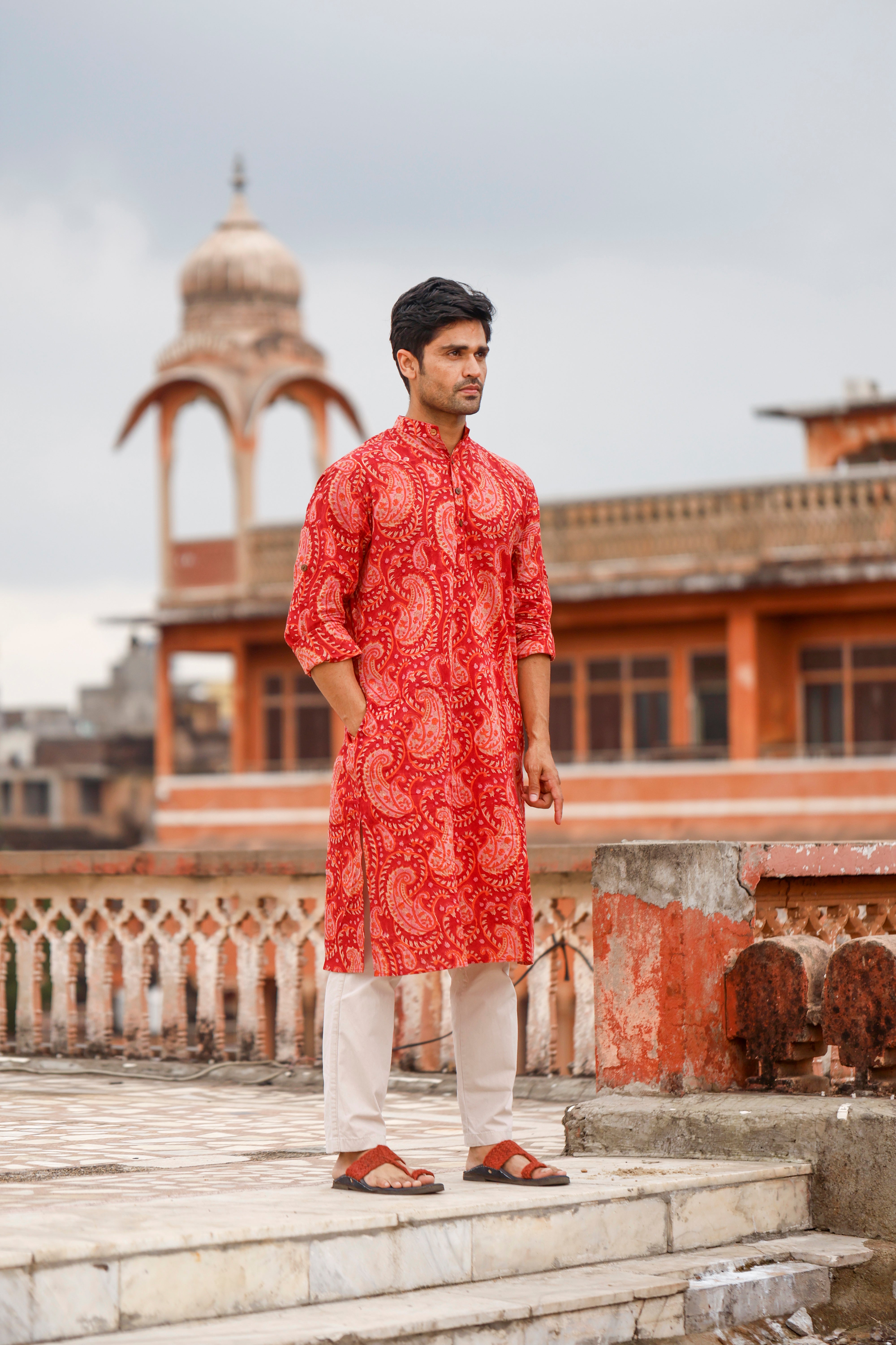 Red Paisley Long Kurta