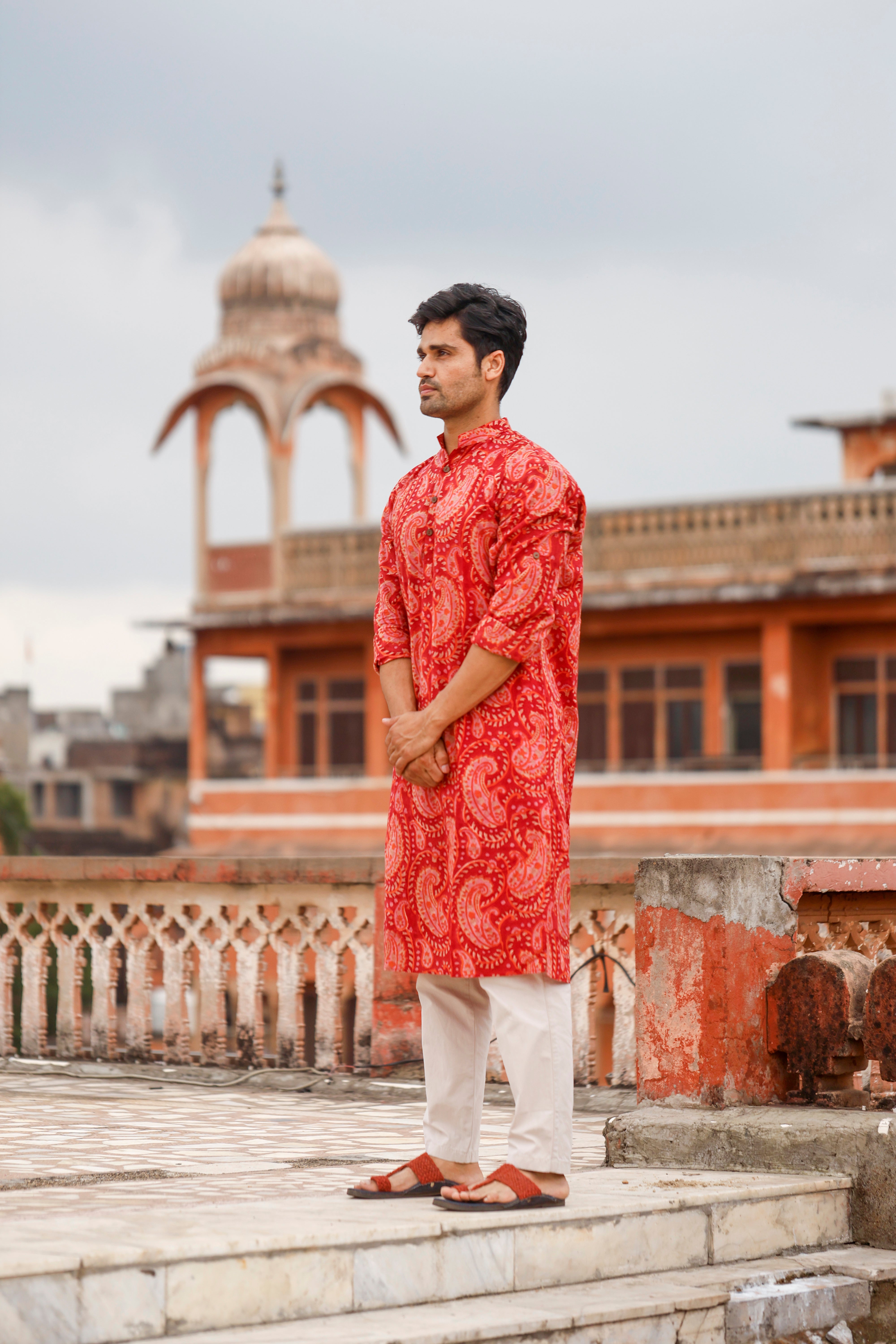 Red Paisley Long Kurta