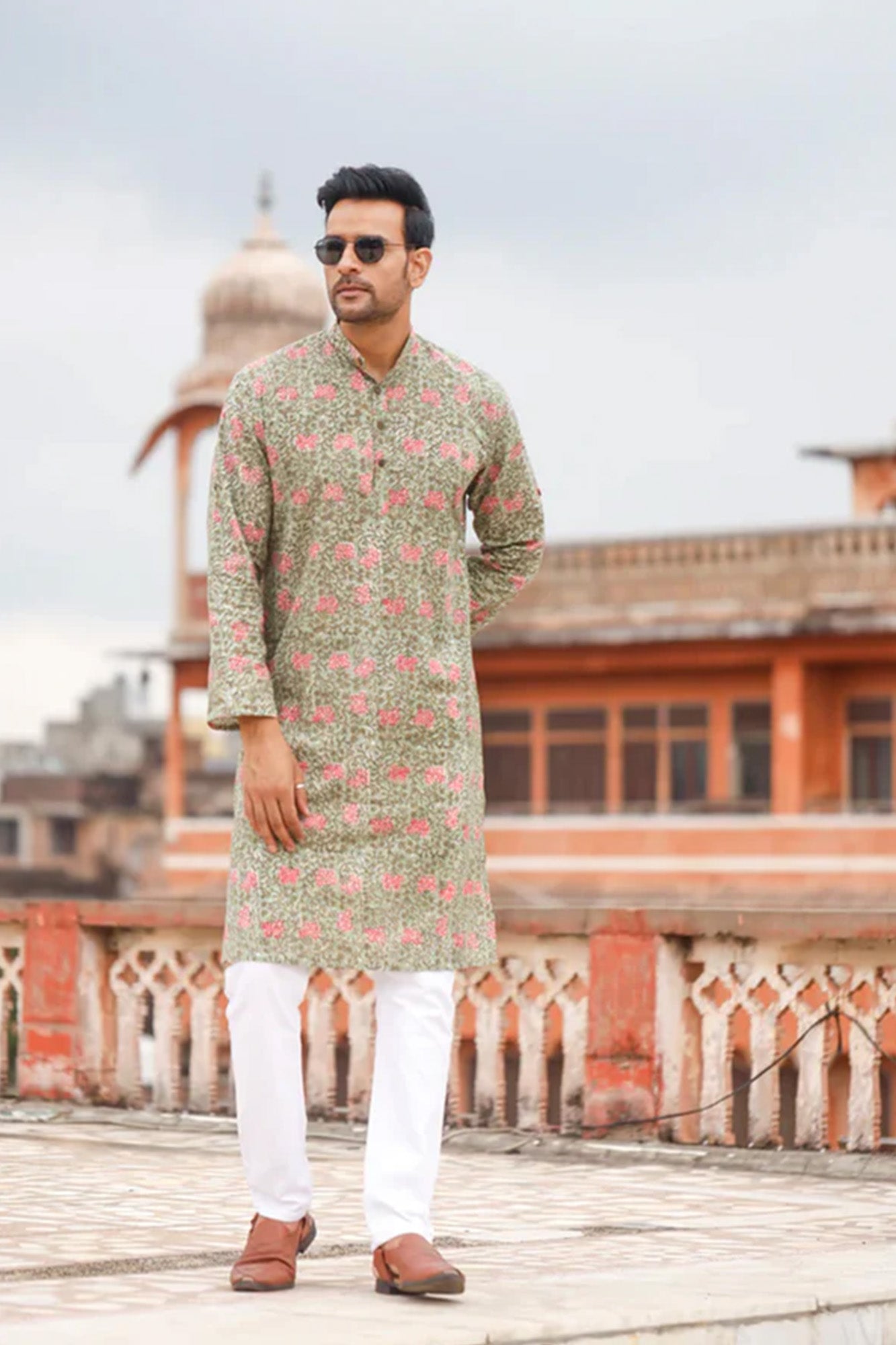 Green Mehandi Long Kurta