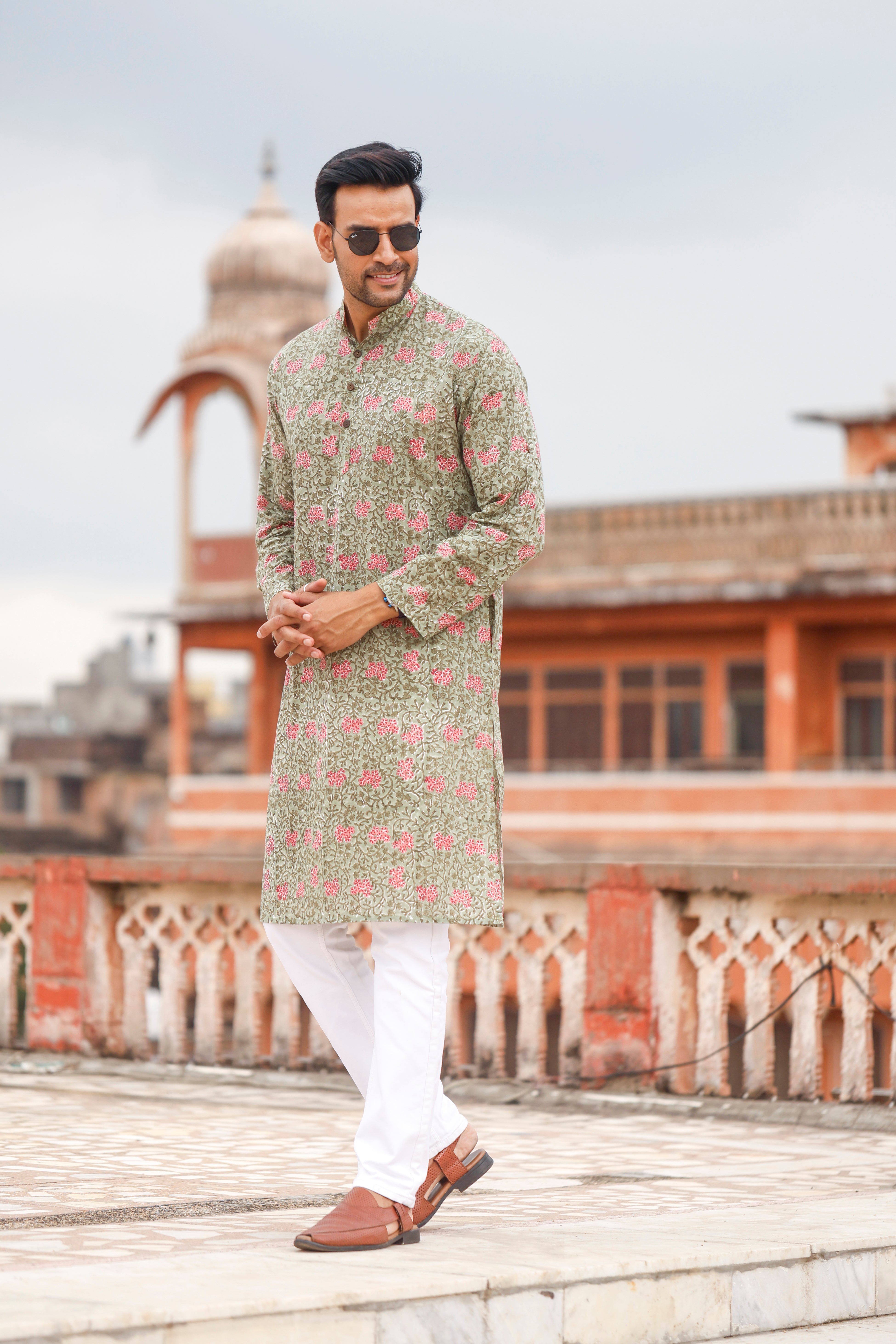 Green Mehandi Long Kurta