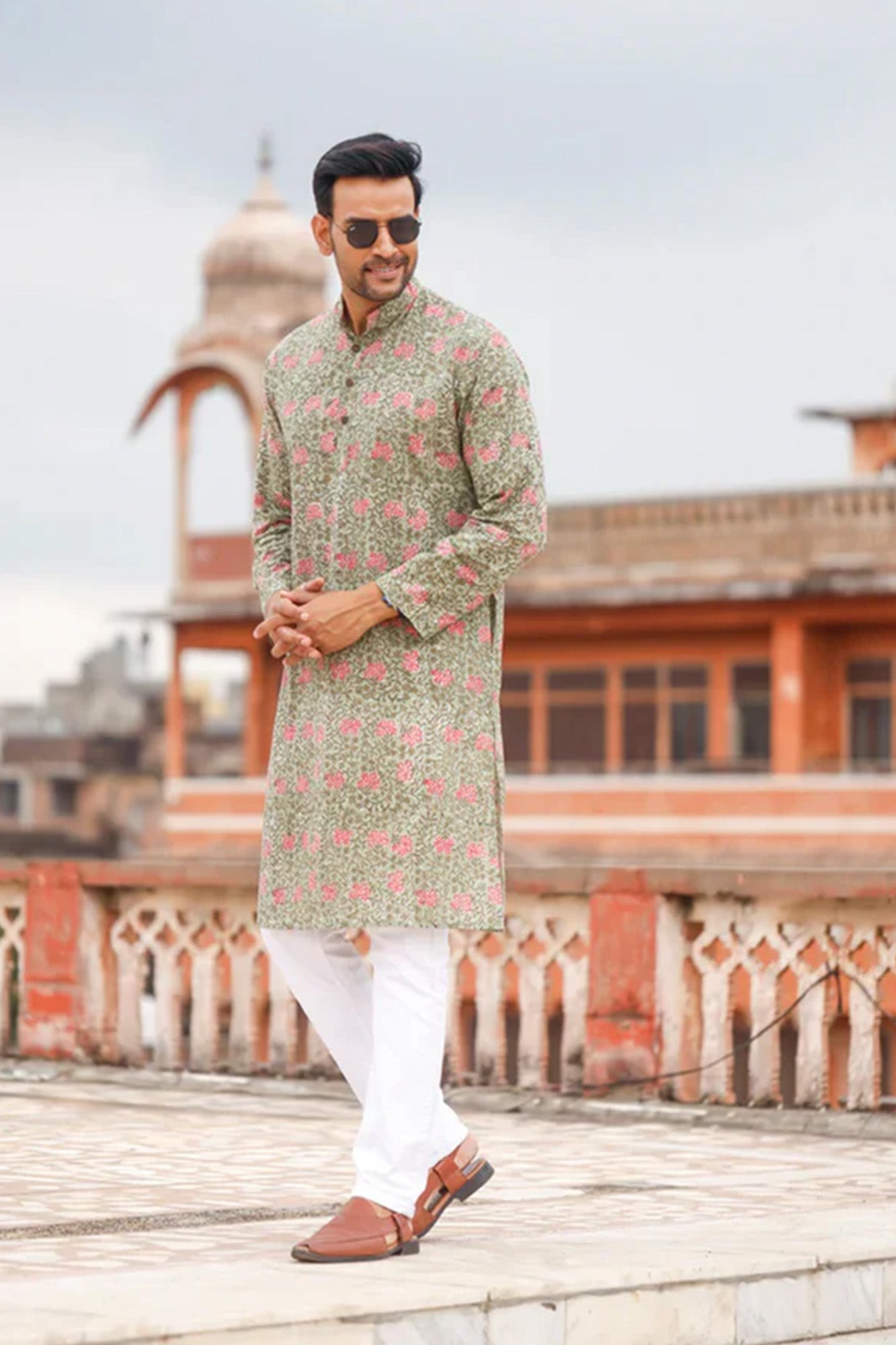 Green Mehandi Long Kurta