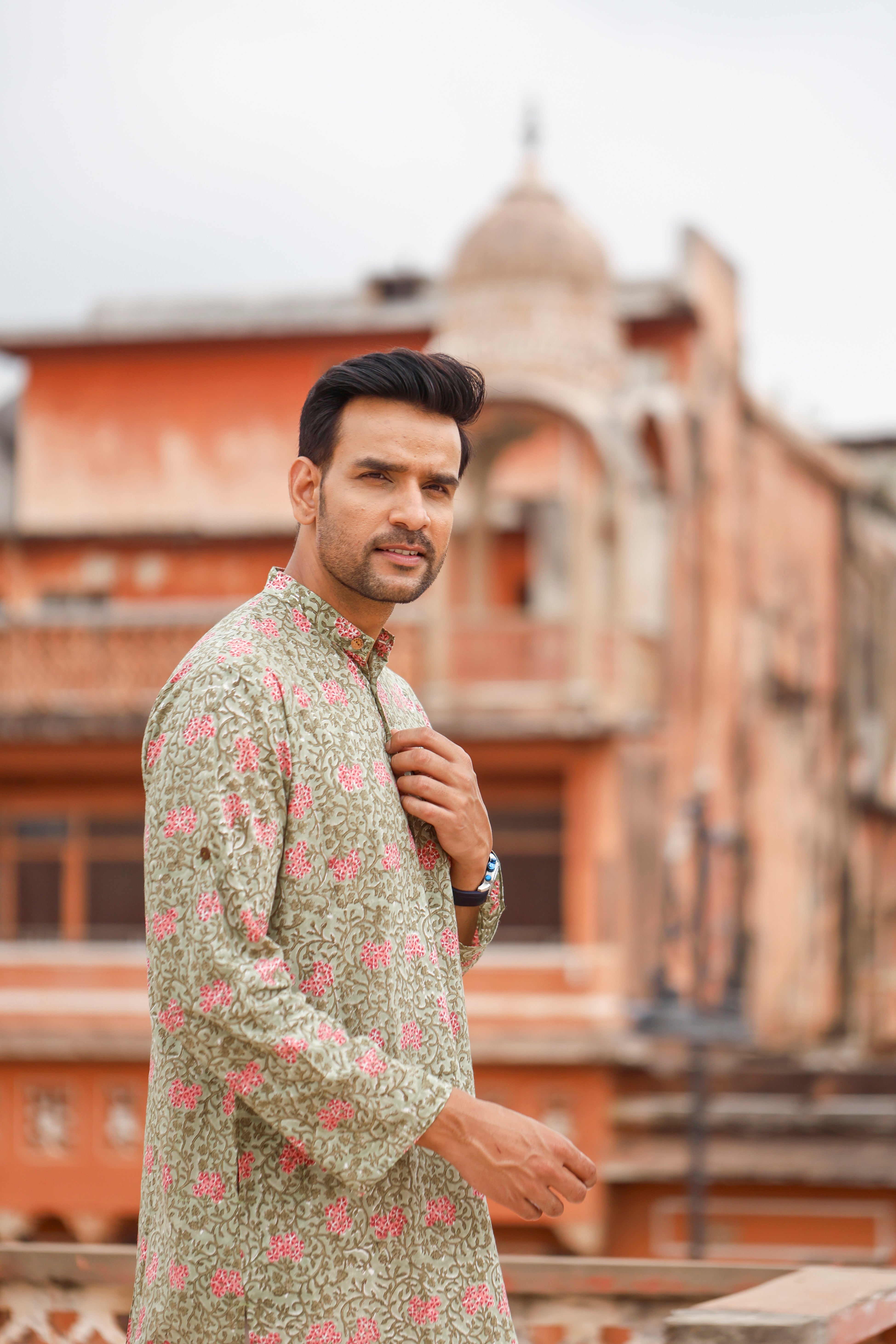 Green Mehandi Long Kurta