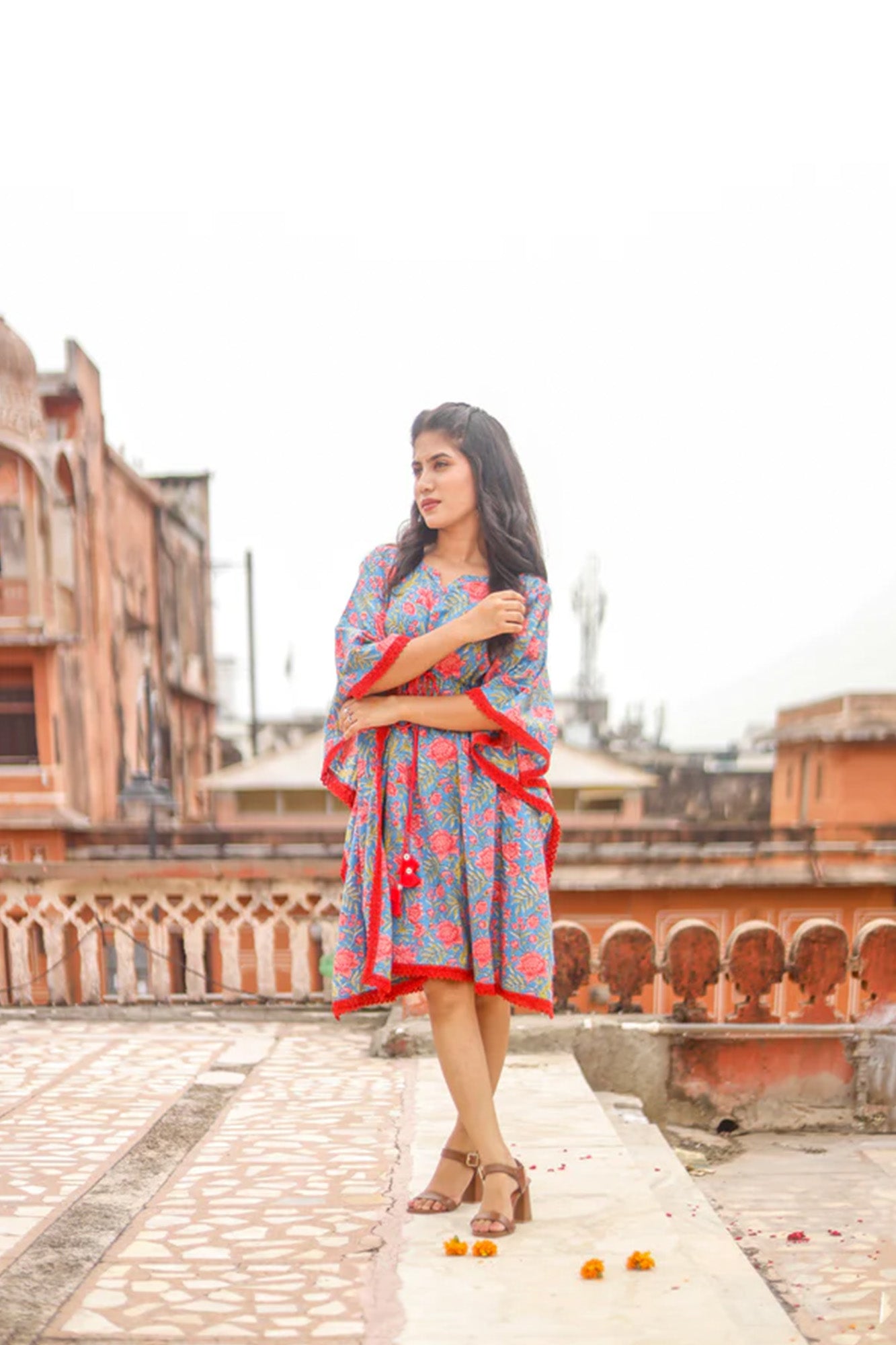 Blue Floral Short Kaftaan