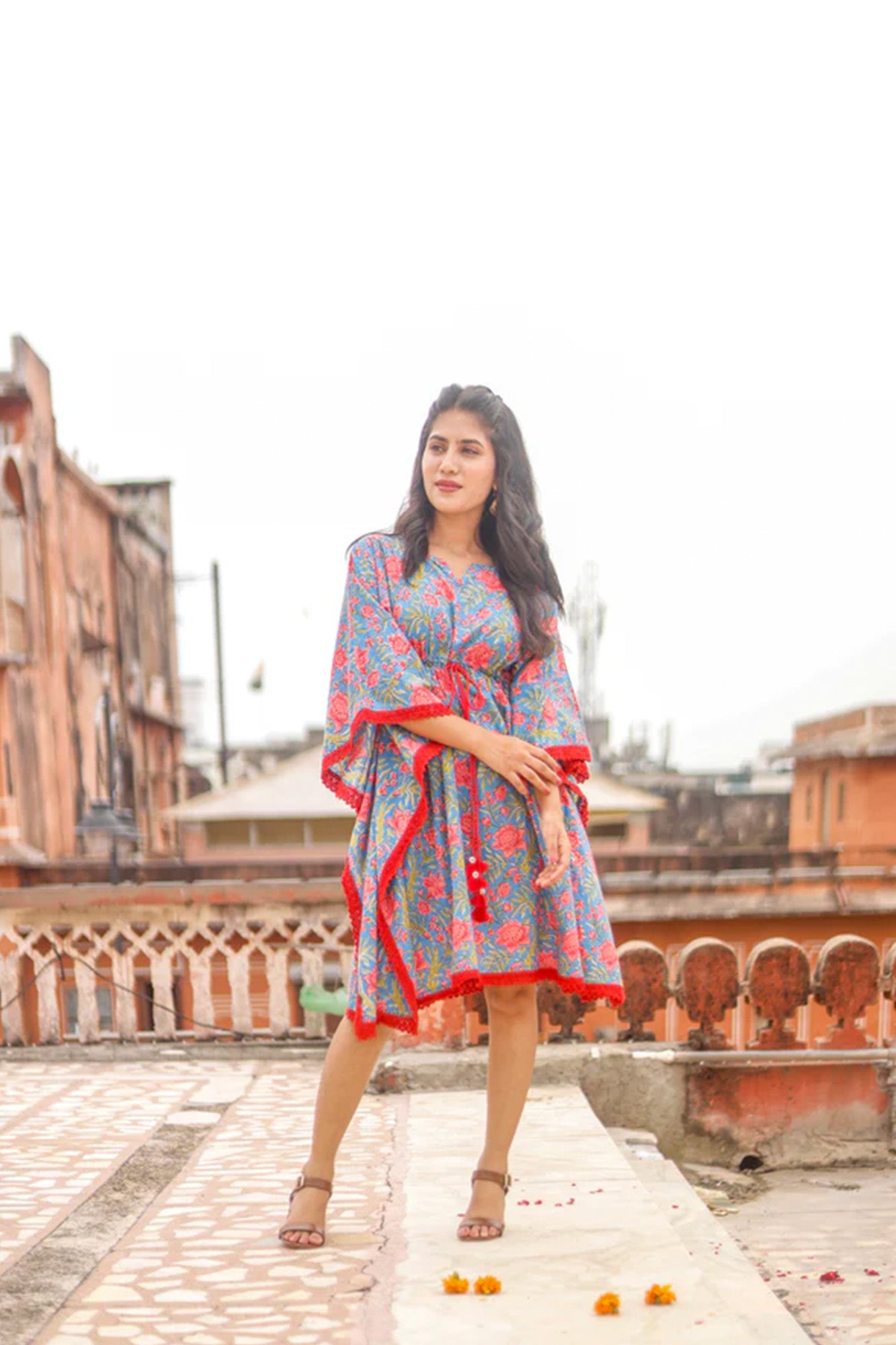 Blue Floral Short Kaftaan