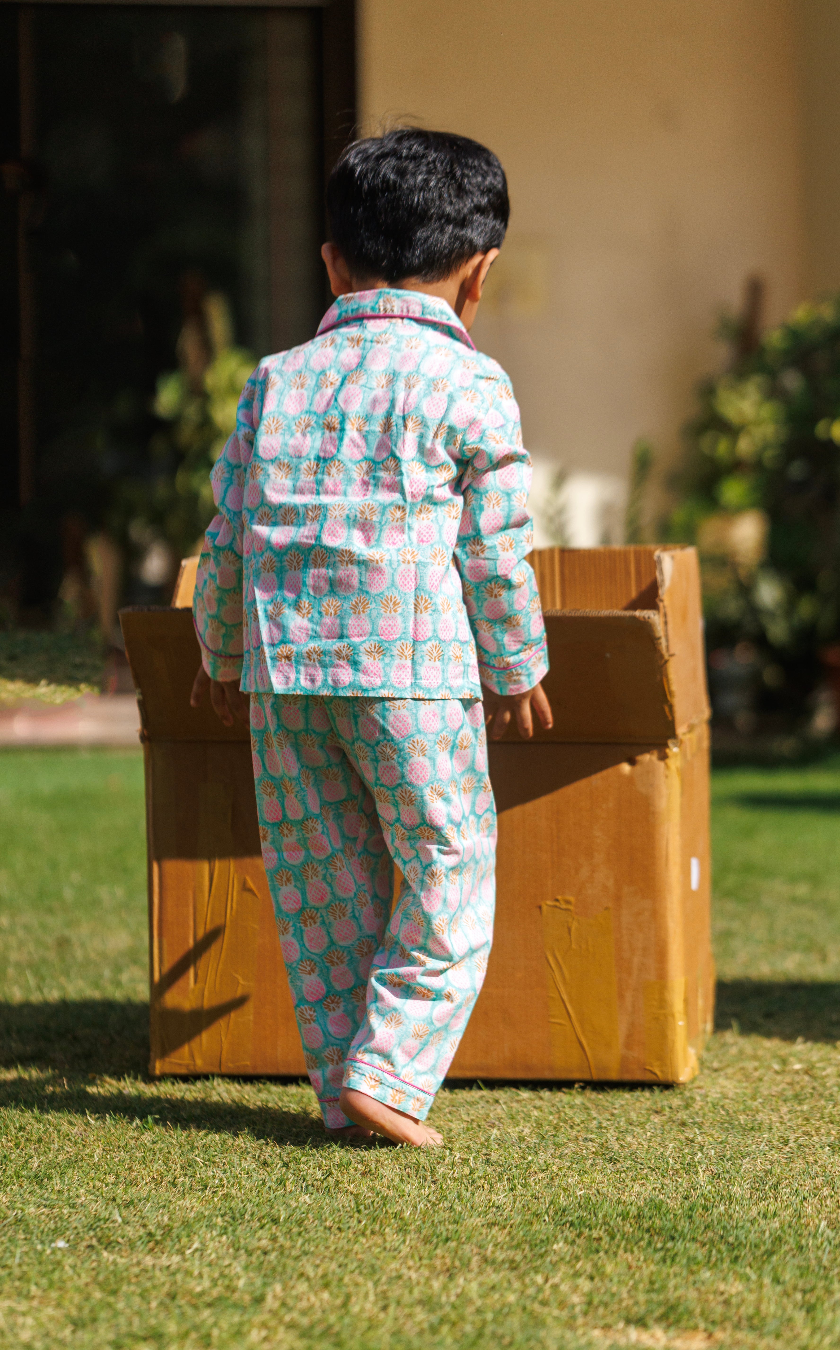Mint Green Pine Kids Night Suit