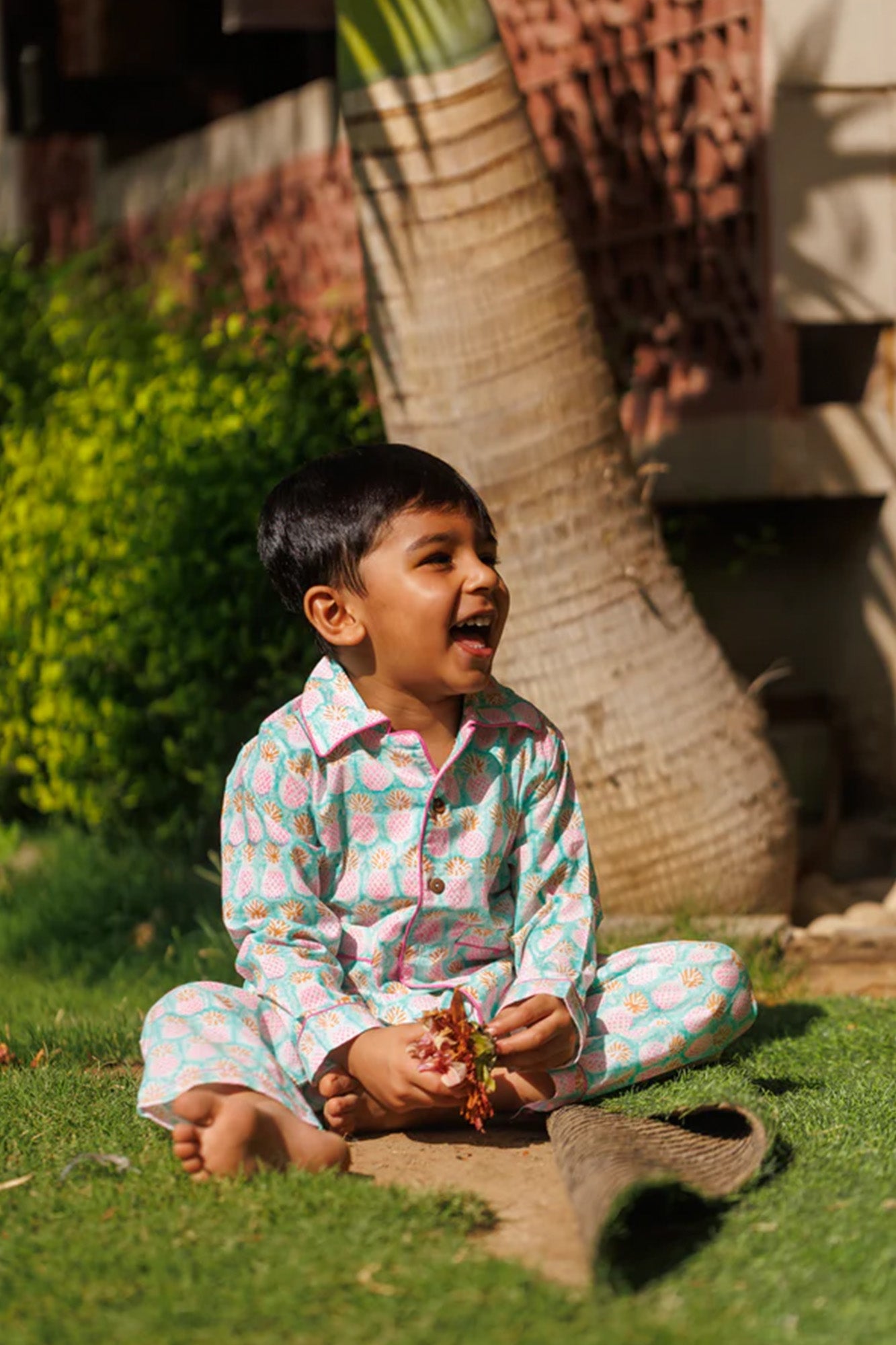 Mint Green Pine Kids Night Suit