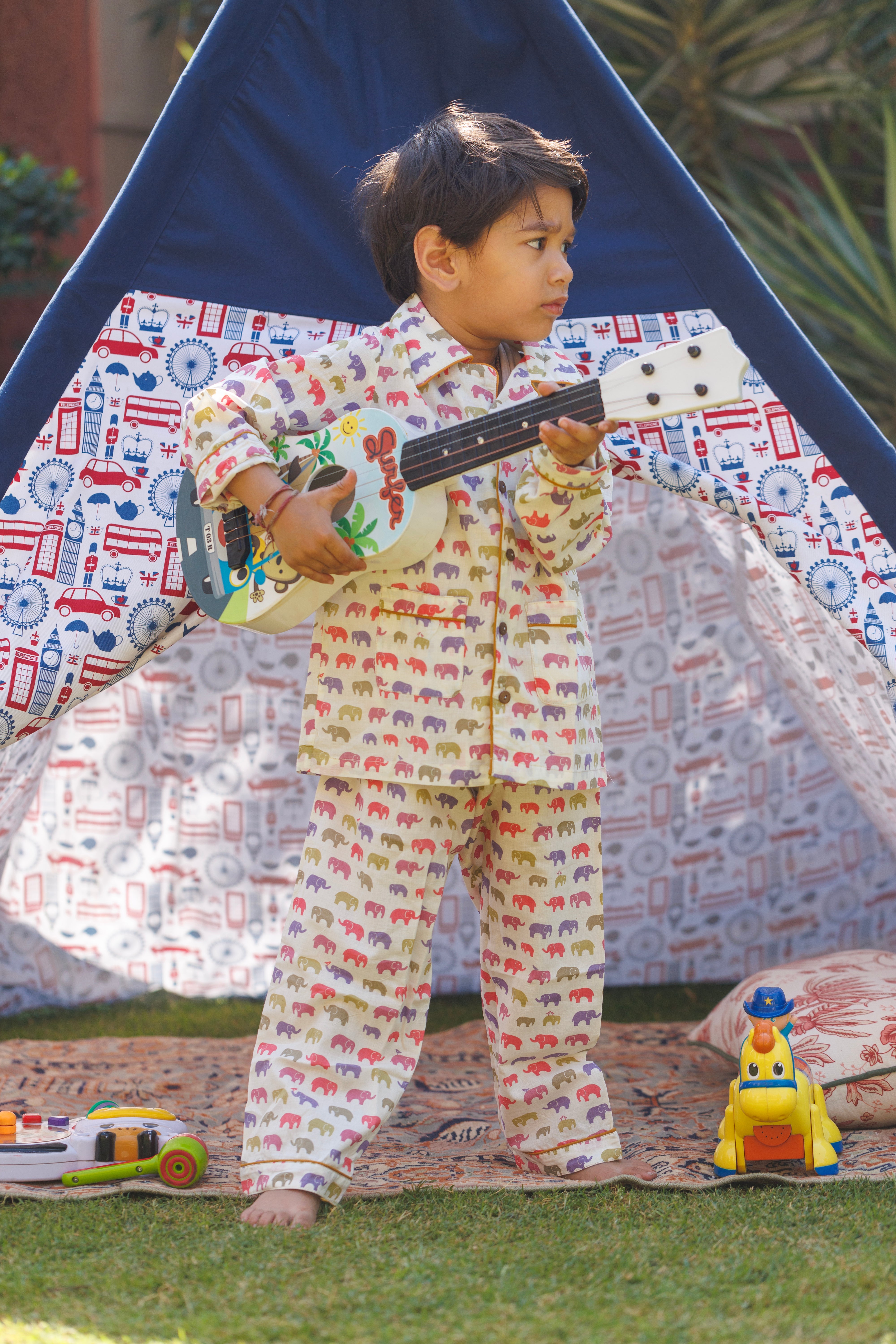Multi Elephants Kids Night Suit