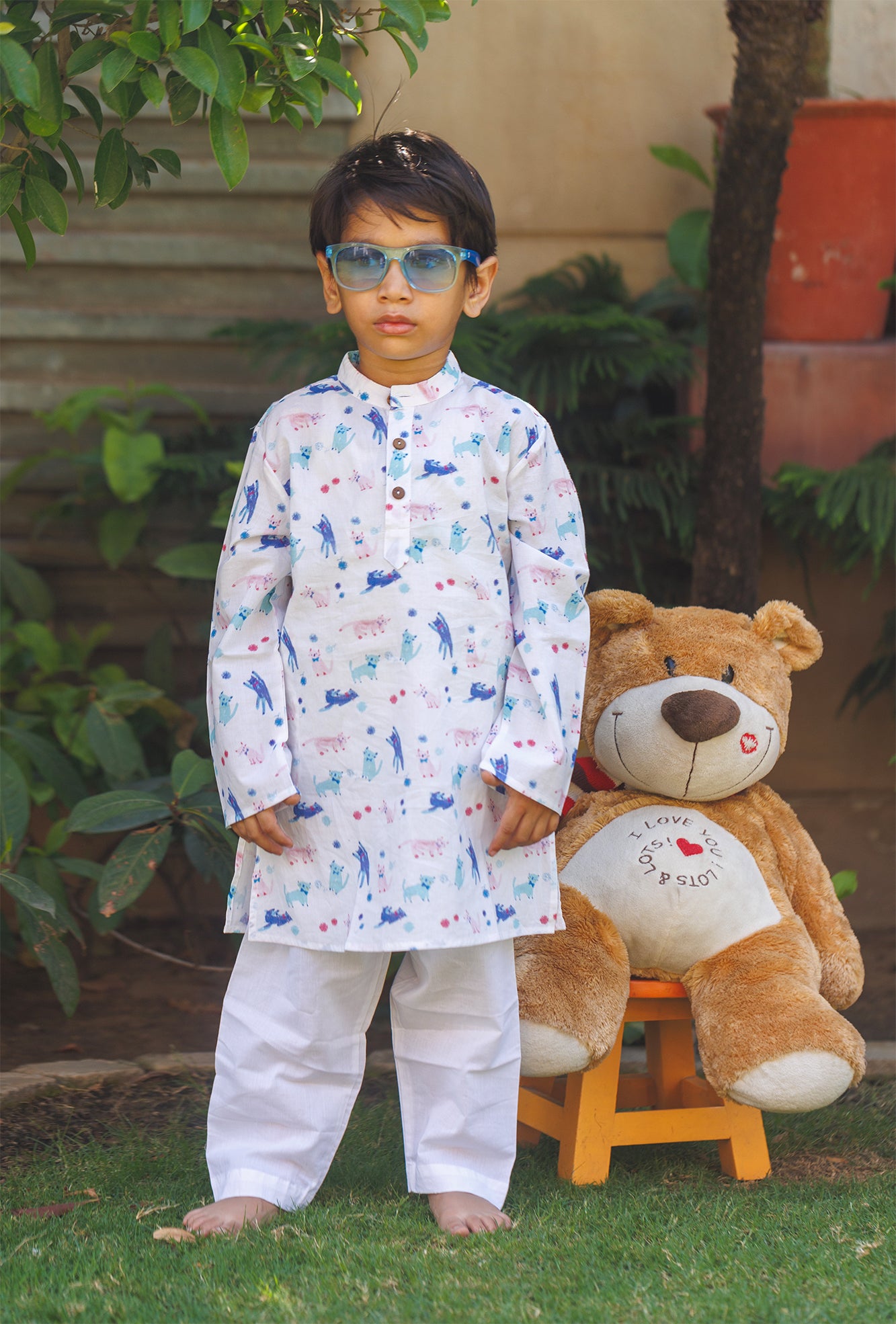 Kurta Boy Blue Cats