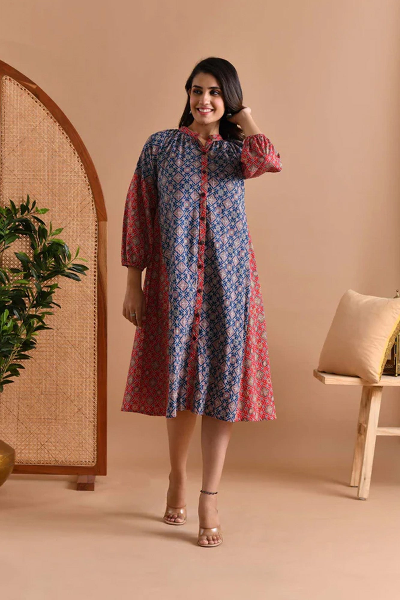 Dress Women Front Open Chandini Blue