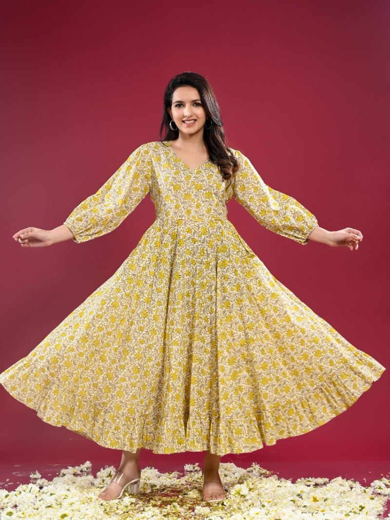 Dress Long Womens Dil E-Bahar Mustard