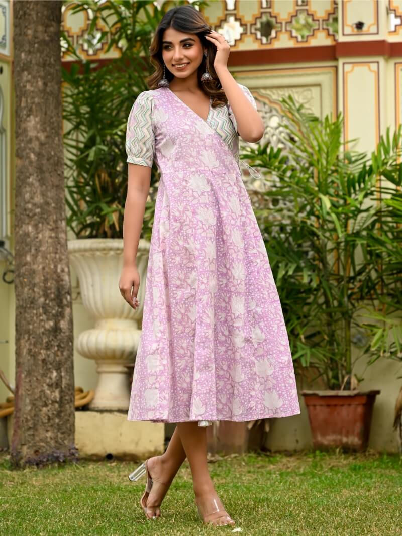 Dress Womens Angrakha Lavender