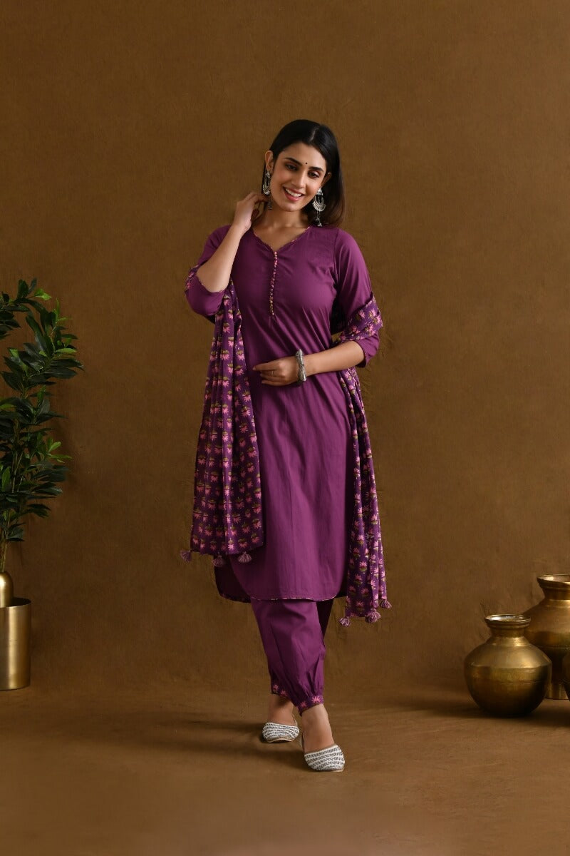 Kurta Long Womens S/3 Purple