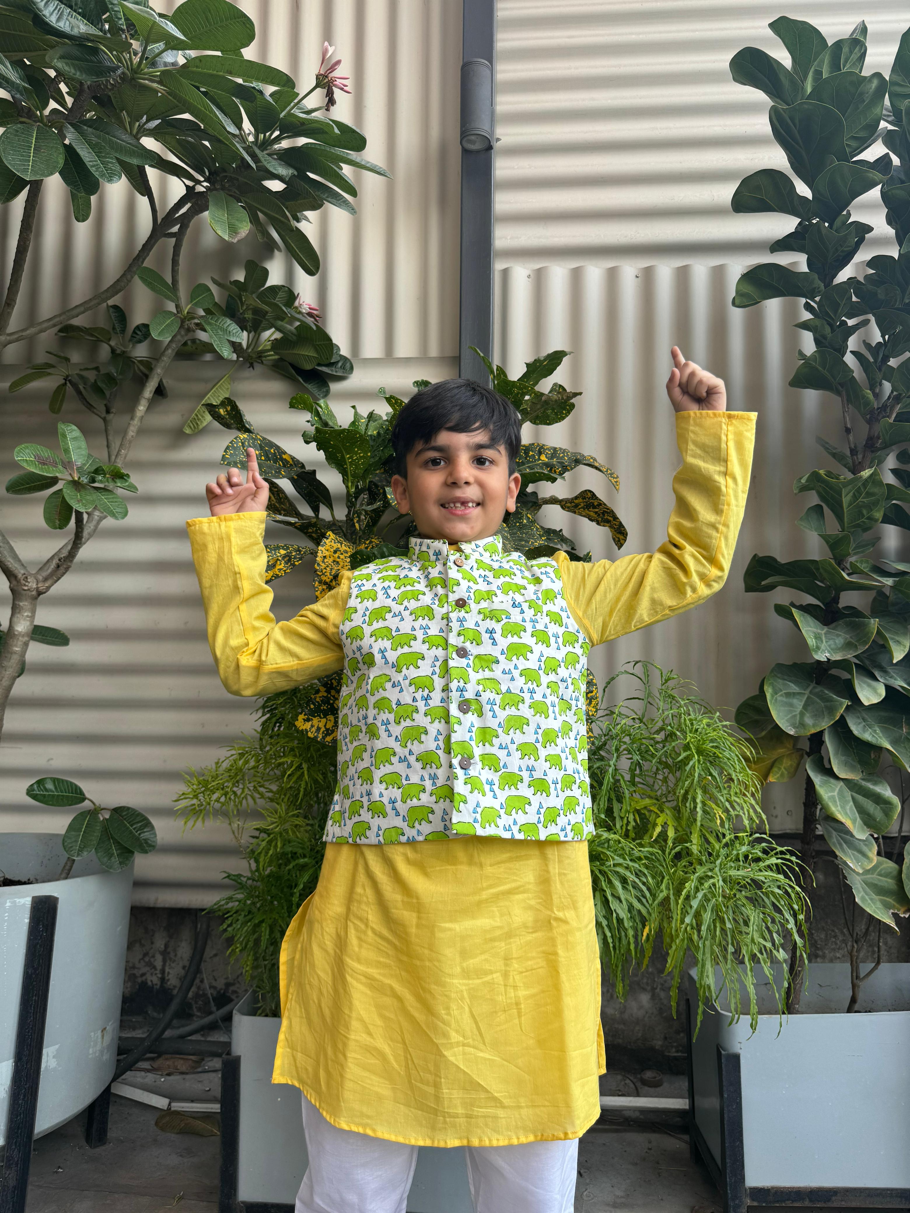 Kurta Boys With Koti Yellow