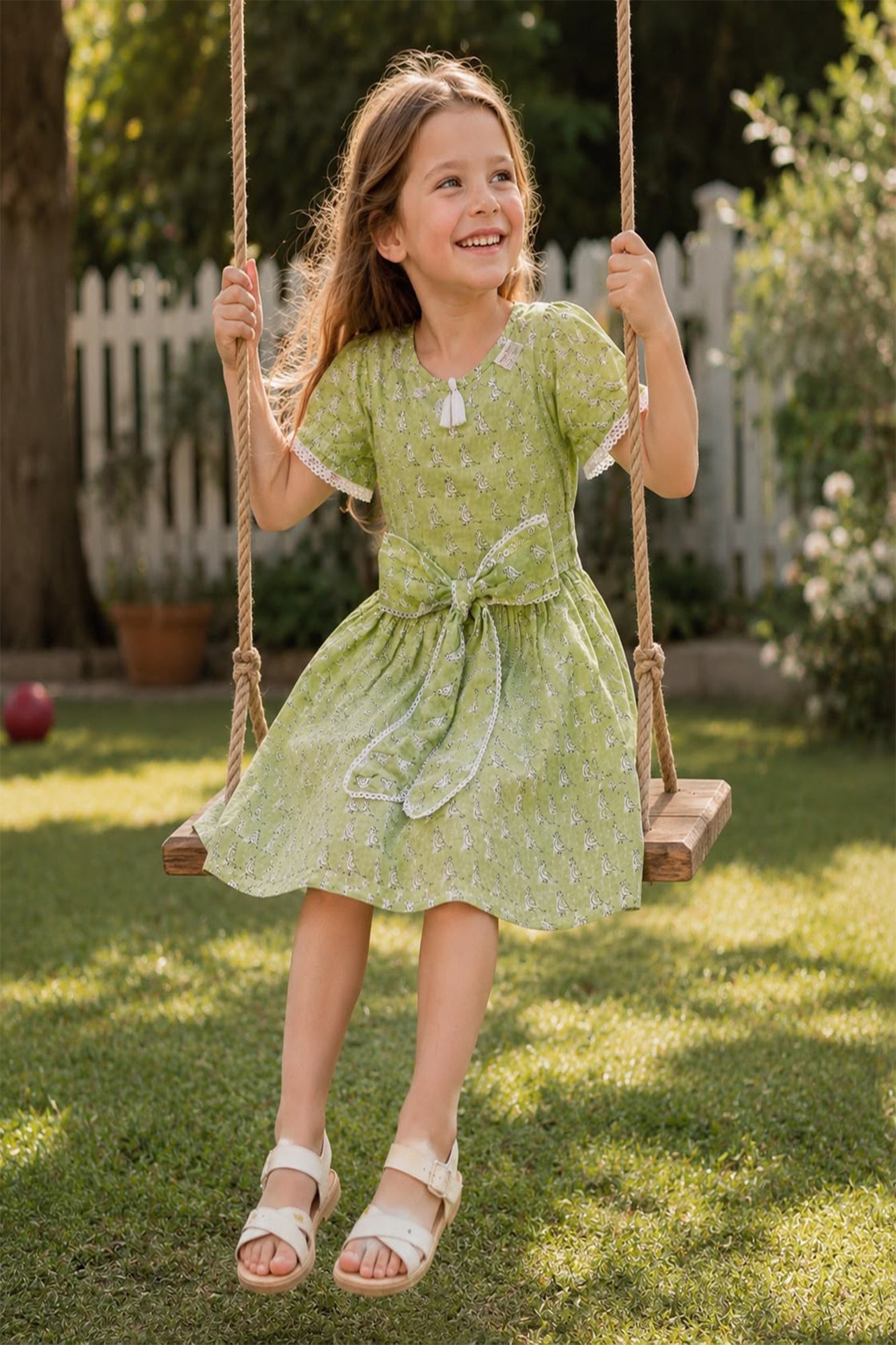 Tinny Parrot Green Frock