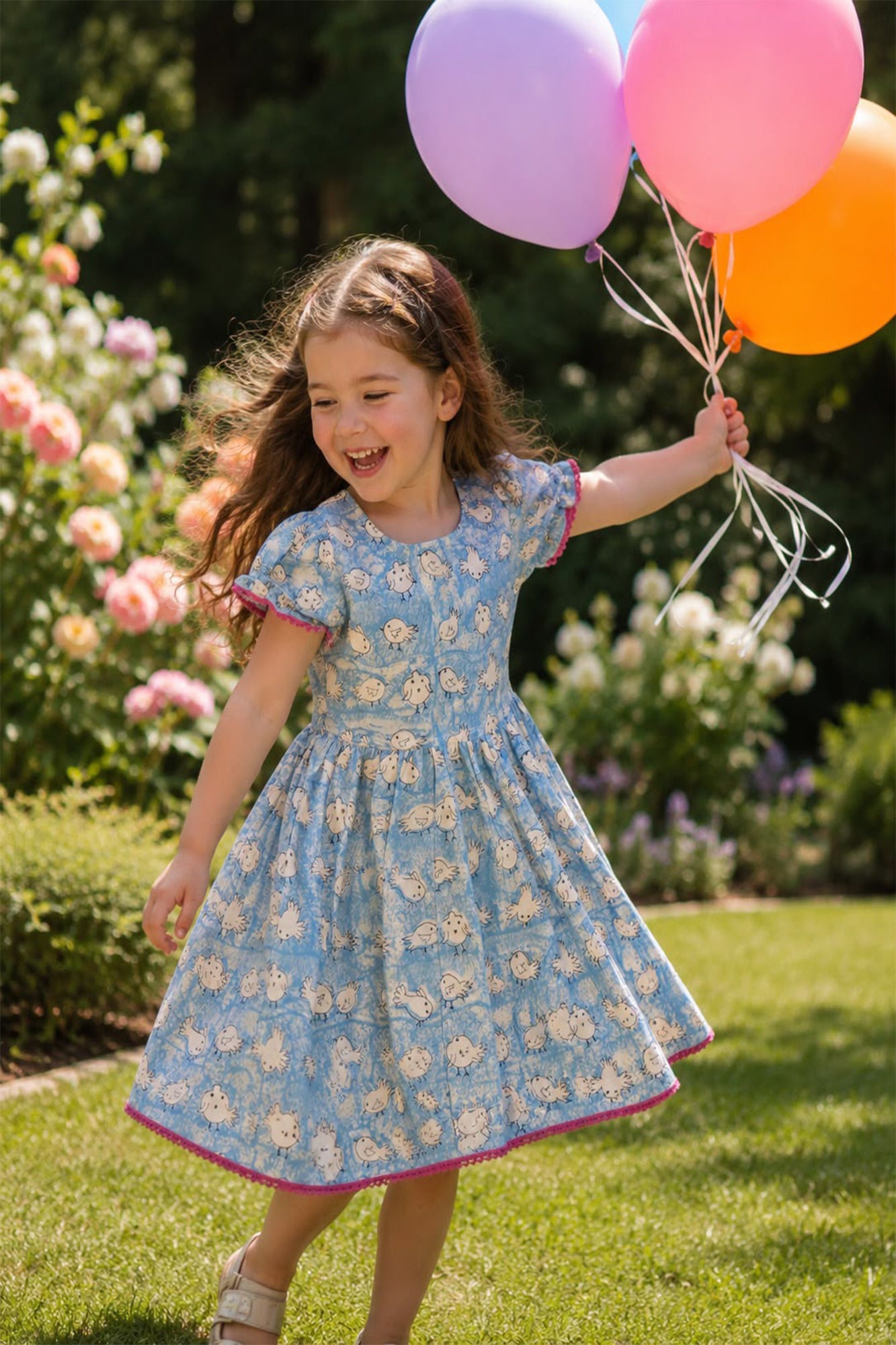 Chirpy Blue Girl Frock