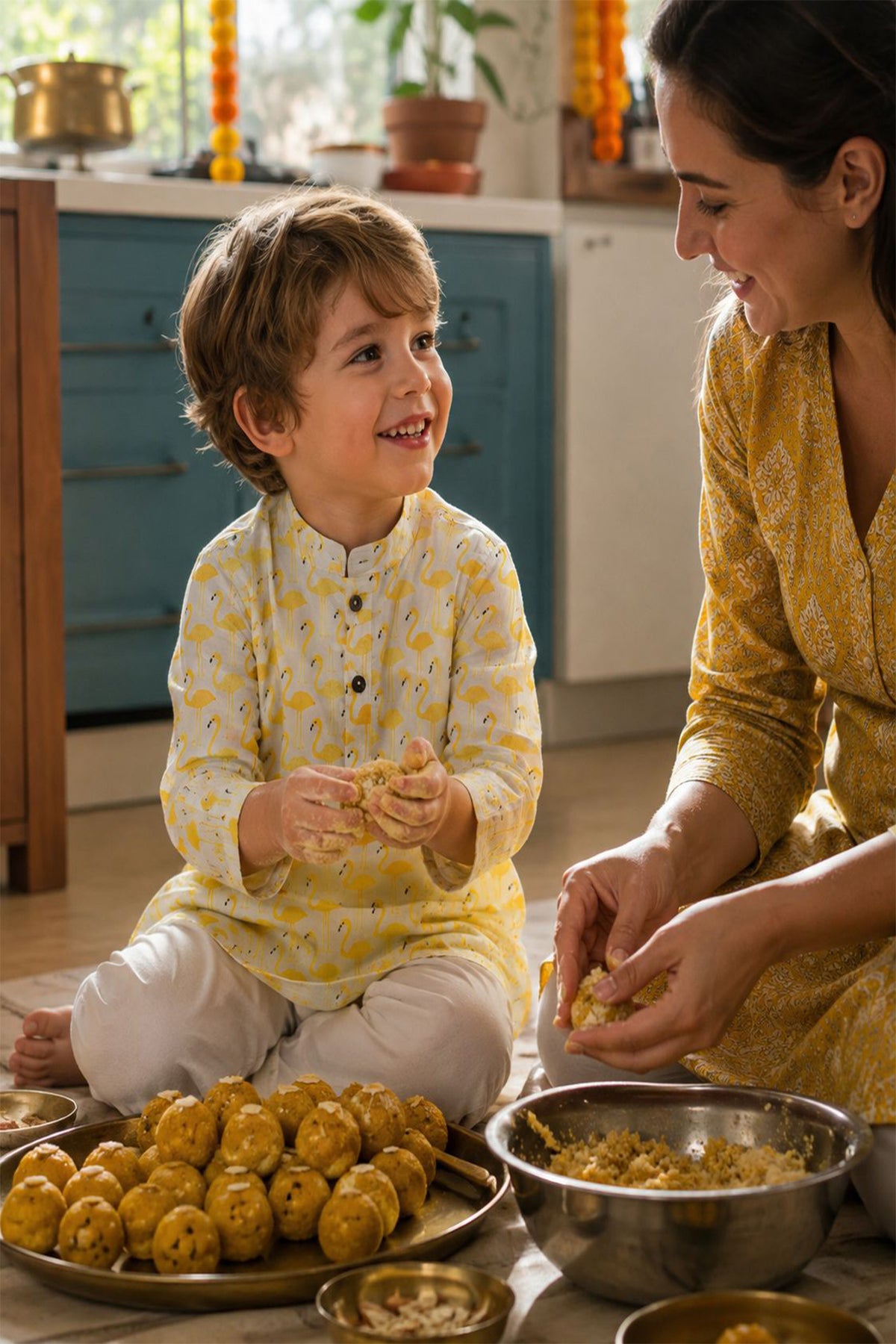 Yellow Flamingo Boy Kurta
