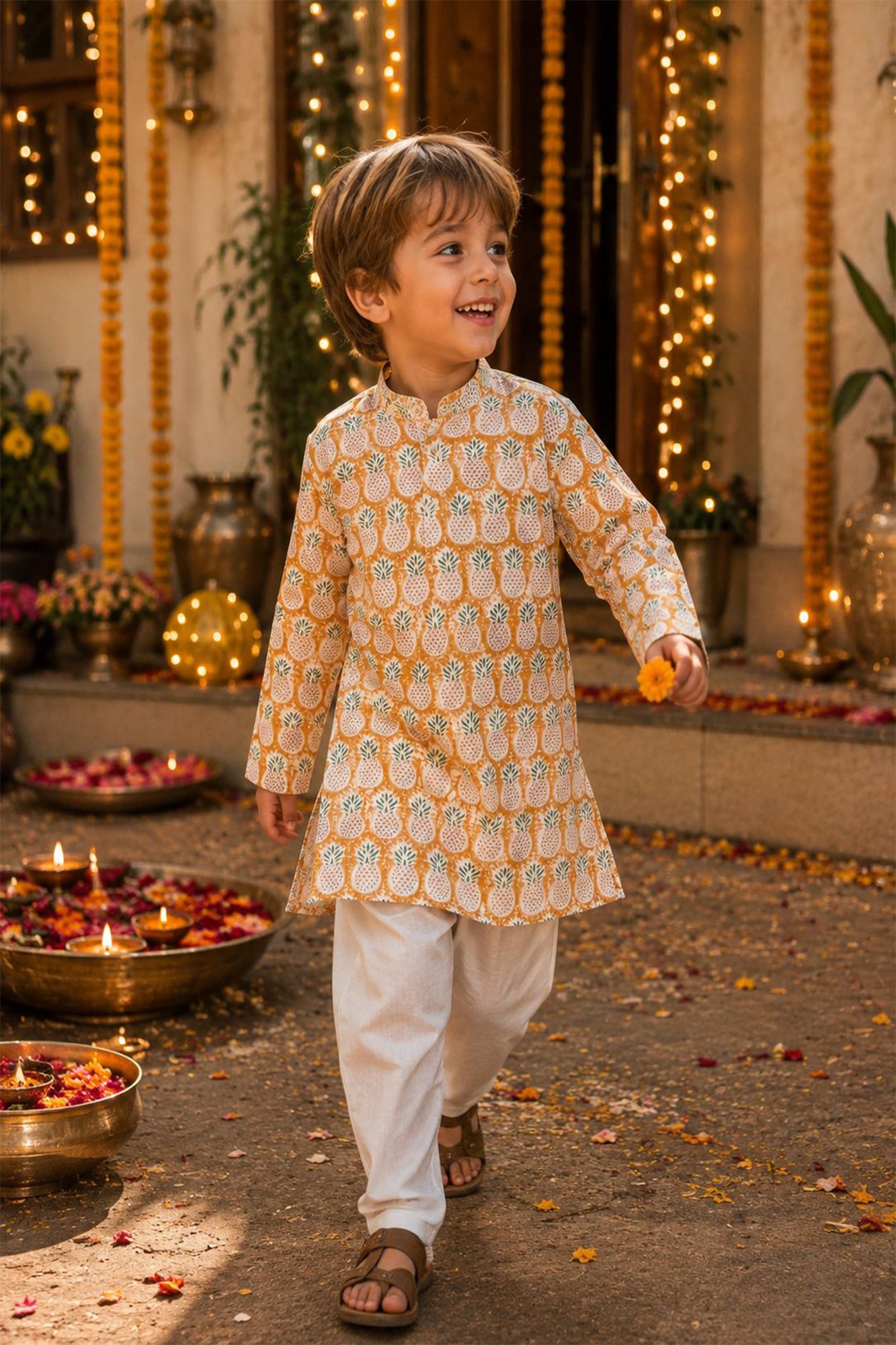 Golden Pineapple Boy Kurta