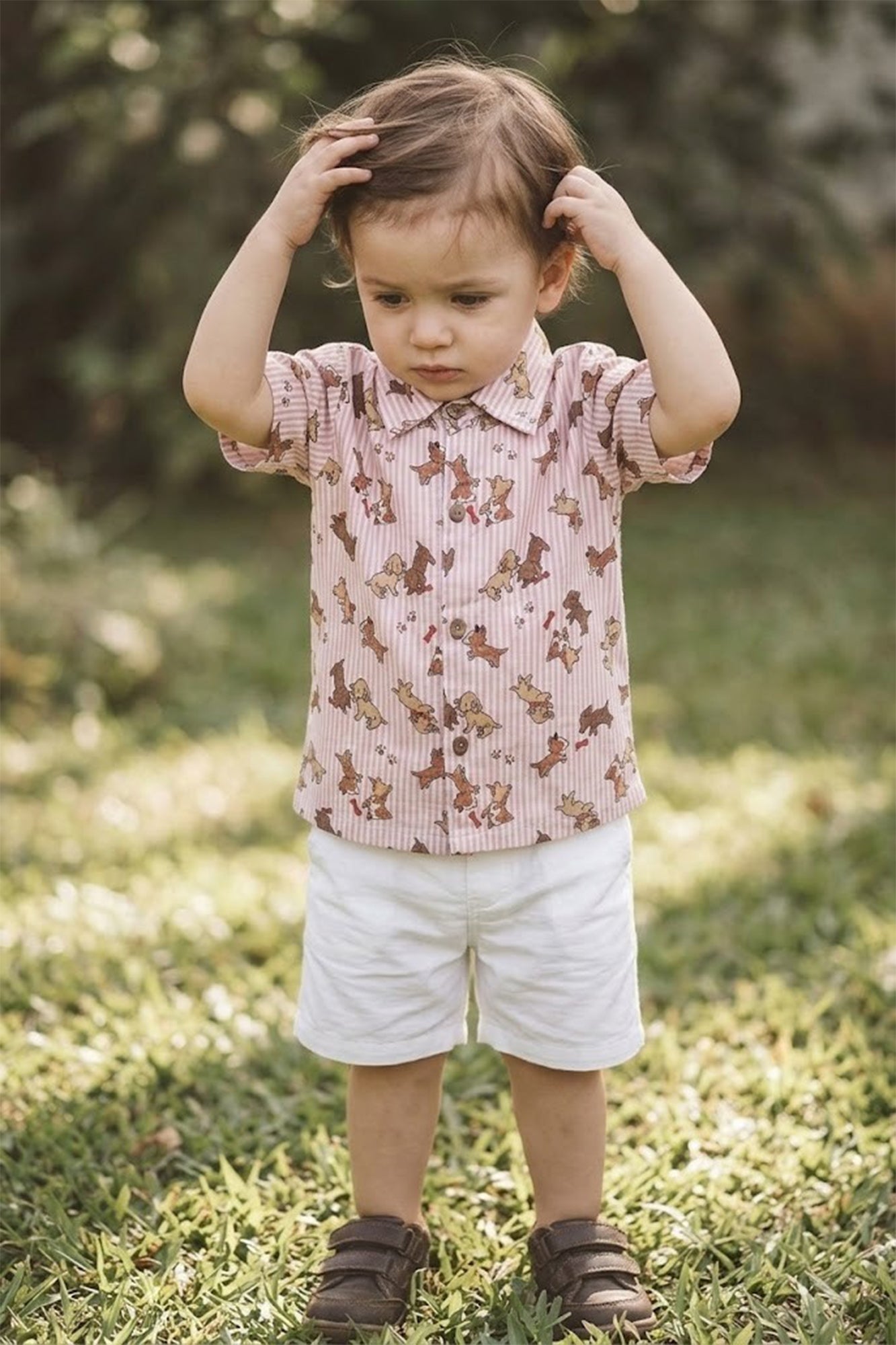 Pink Striped Puppy Shirt
