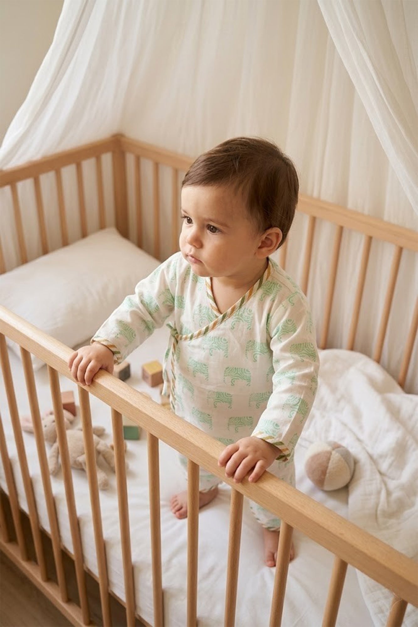 Angarakha Top With Pajama Elephant Green