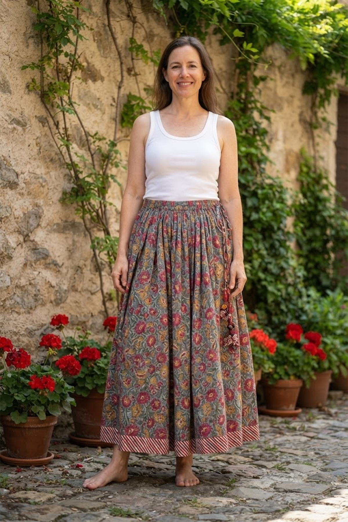 Seher Tarang-Marigold Jaal Skirt