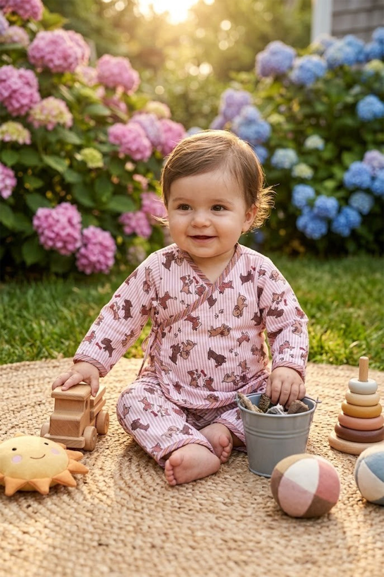 Angarakha Top With Pajama Puppies Pink