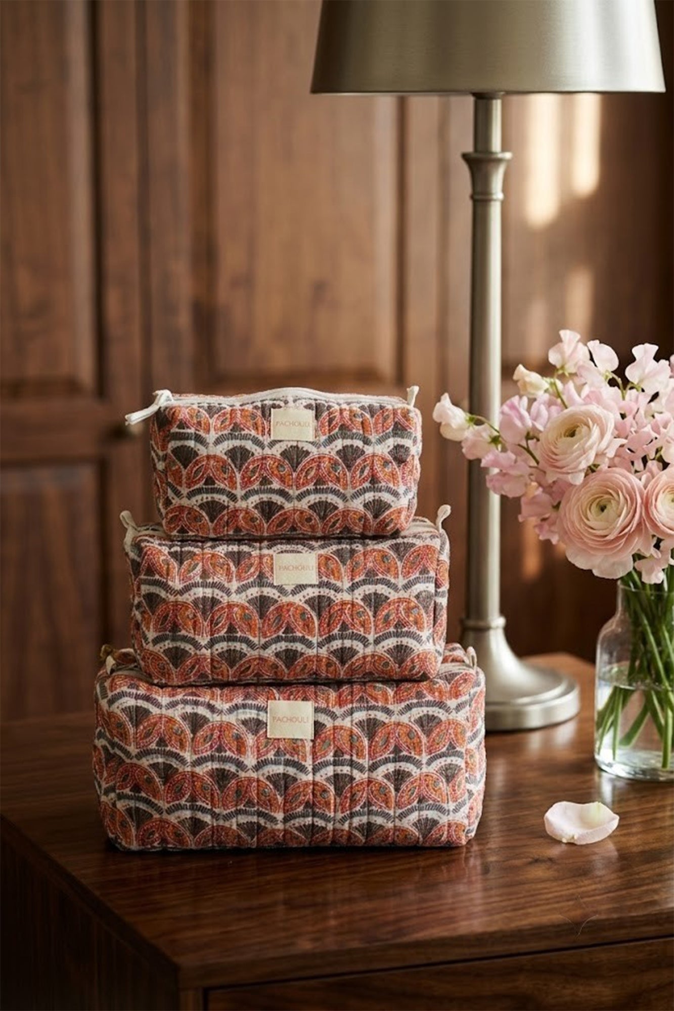 Art Deco Paisley Pouch Set of 3