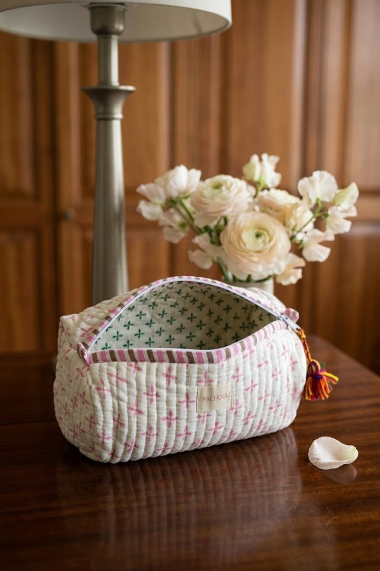 Mosaic Tile Pink Pouch Set of 3