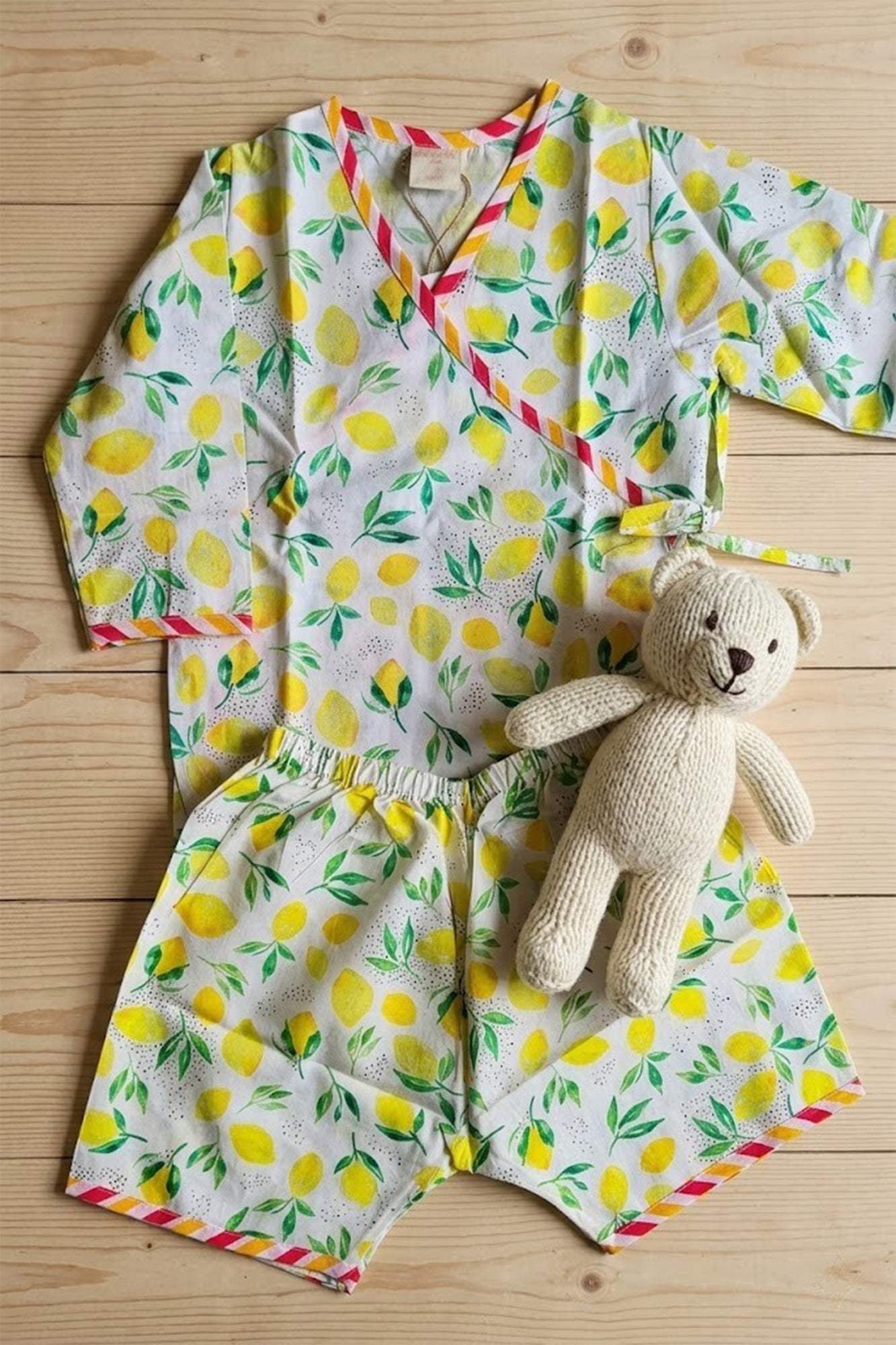 Lemon Yellow Angarakha Top With Shorts