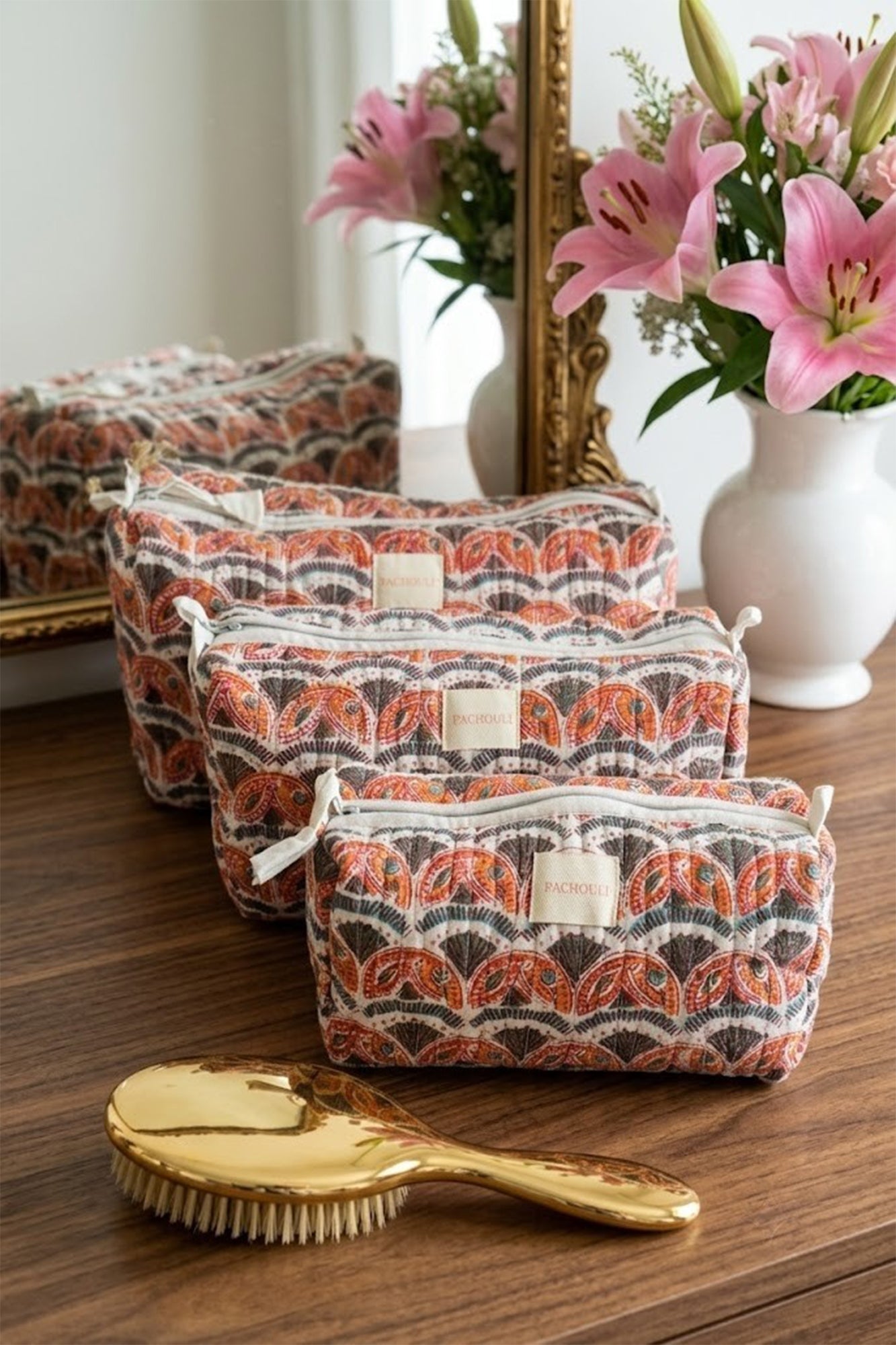 Art Deco Paisley Pouch Set of 3