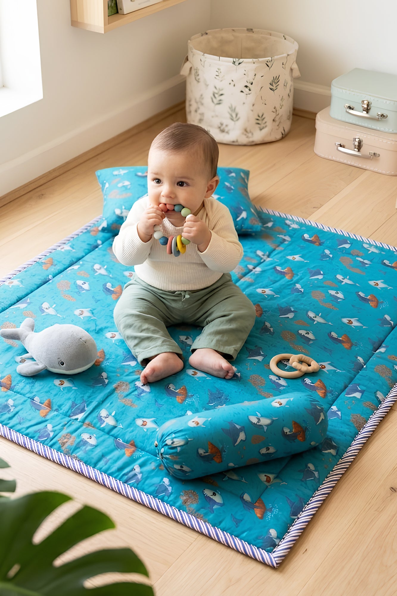 Dolphin Blue Infant Bed Set