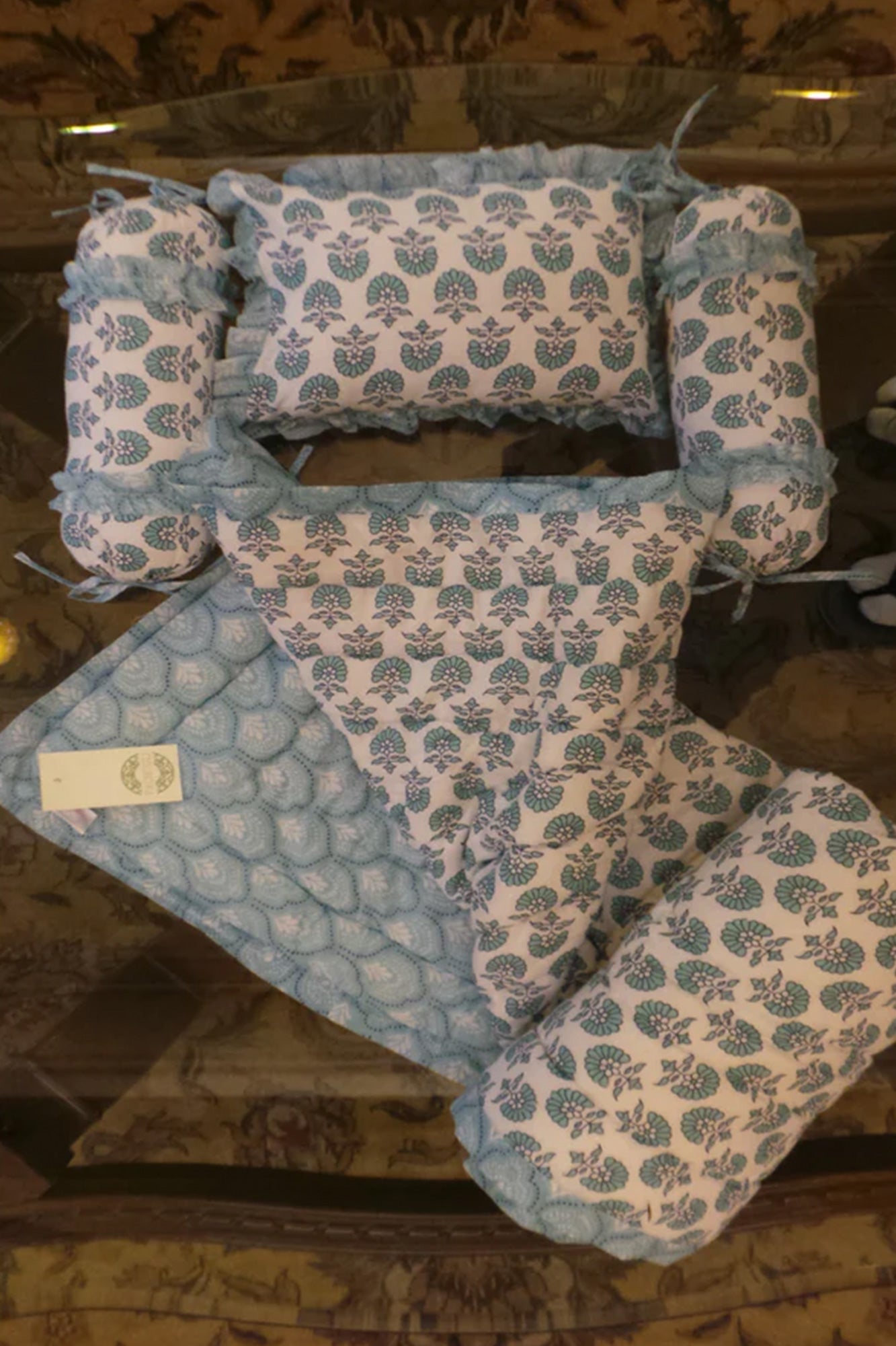 Baby Bed Set Teal Buti